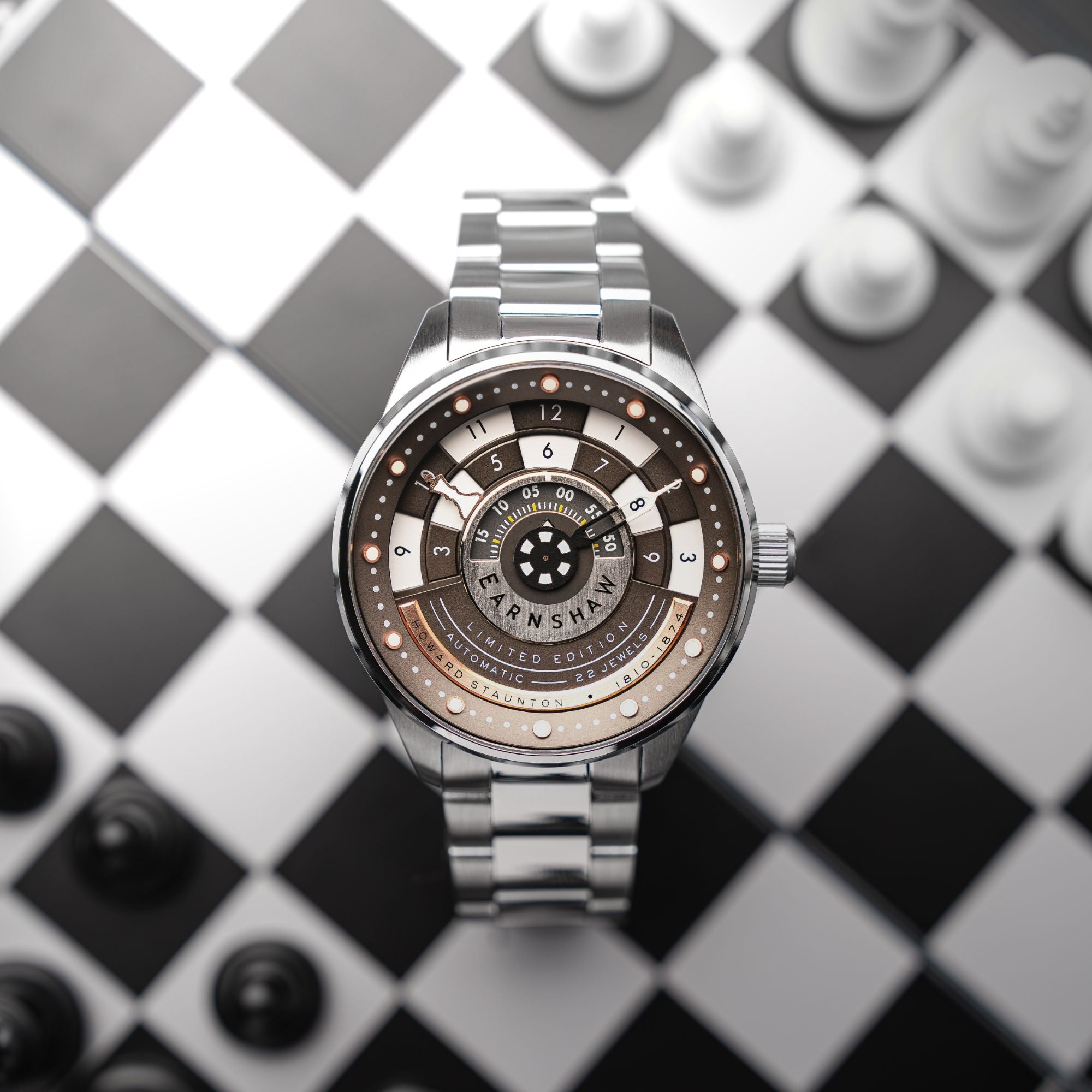 THOMAS EARNSHAW Thomas Earnshaw Staunton Chess Set Automatic Limited Edition Stalemate Grey Men's Watch ES-8282-99