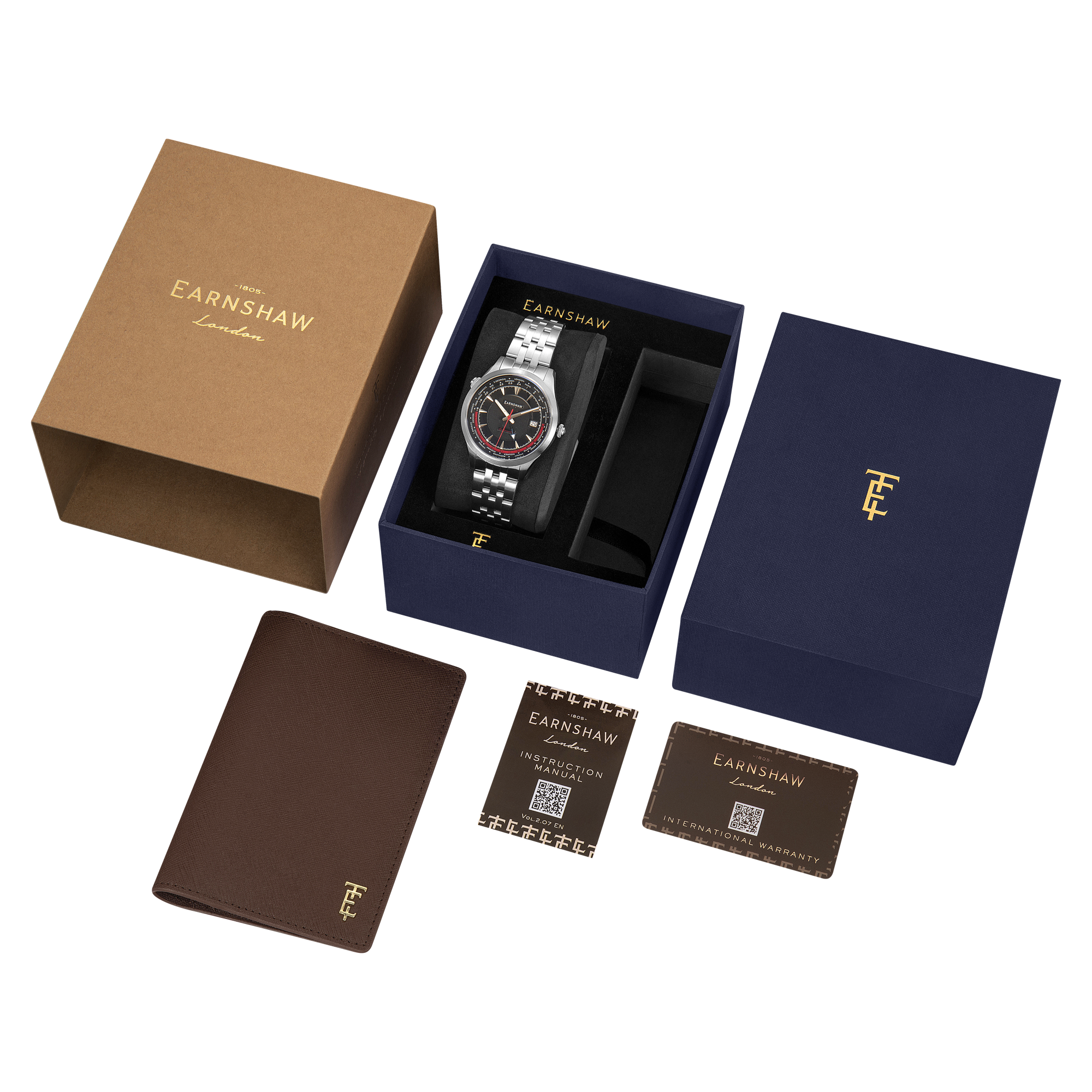 THOMAS EARNSHAW Thomas Earnshaw World Timer GMT Automatic Timeless Black Men's Watch ES-8292-11