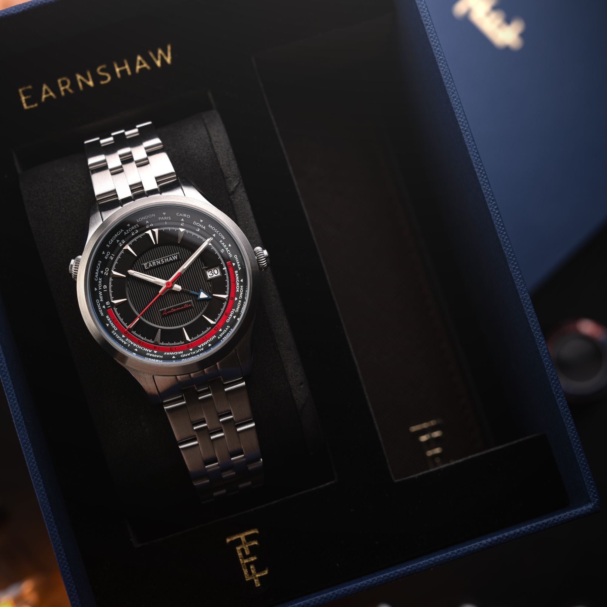 THOMAS EARNSHAW Thomas Earnshaw World Timer GMT Automatic Timeless Black Men's Watch ES-8292-11