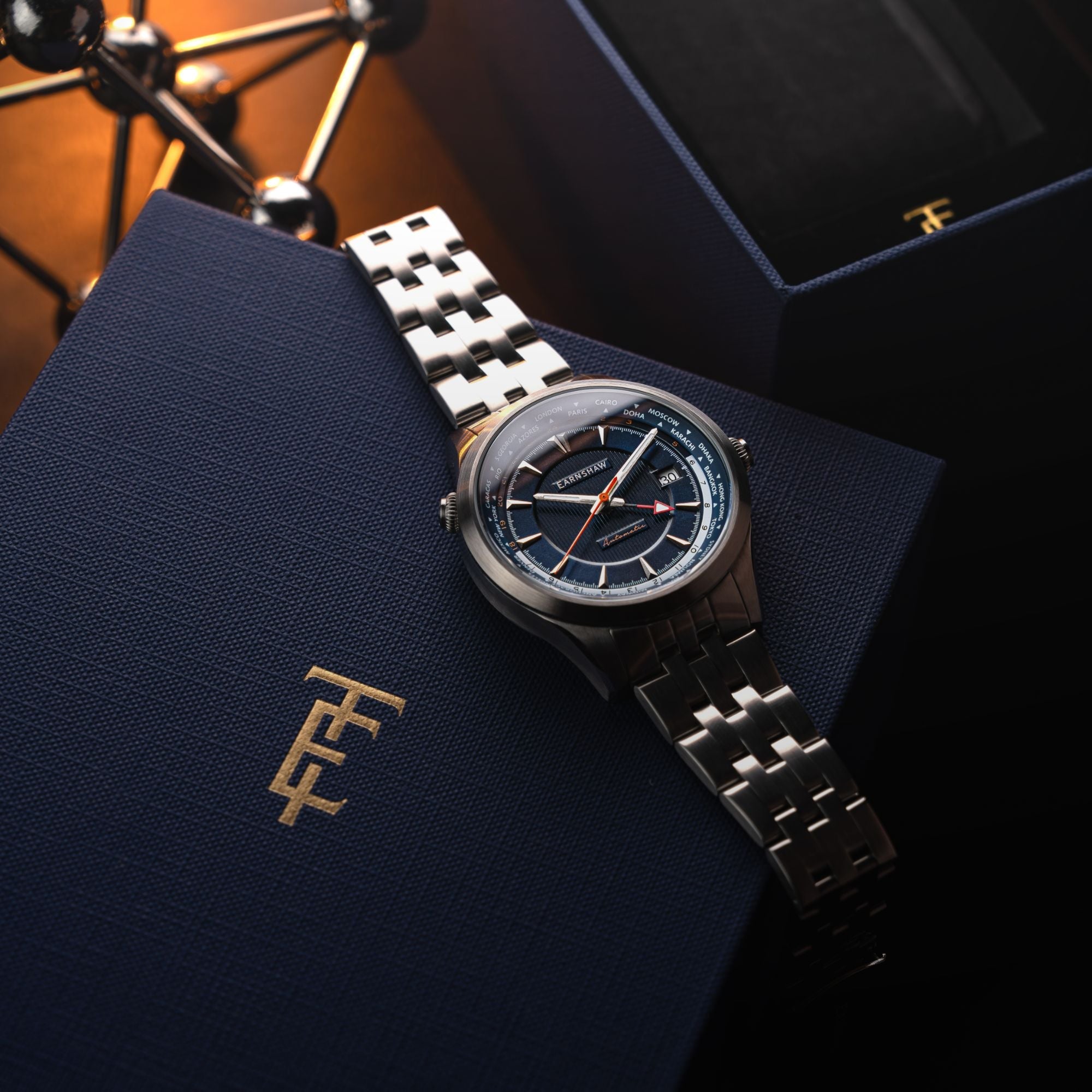 THOMAS EARNSHAW Thomas Earnshaw World Timer GMT Automatic Imperial Blue Men's Watch ES-8292-22