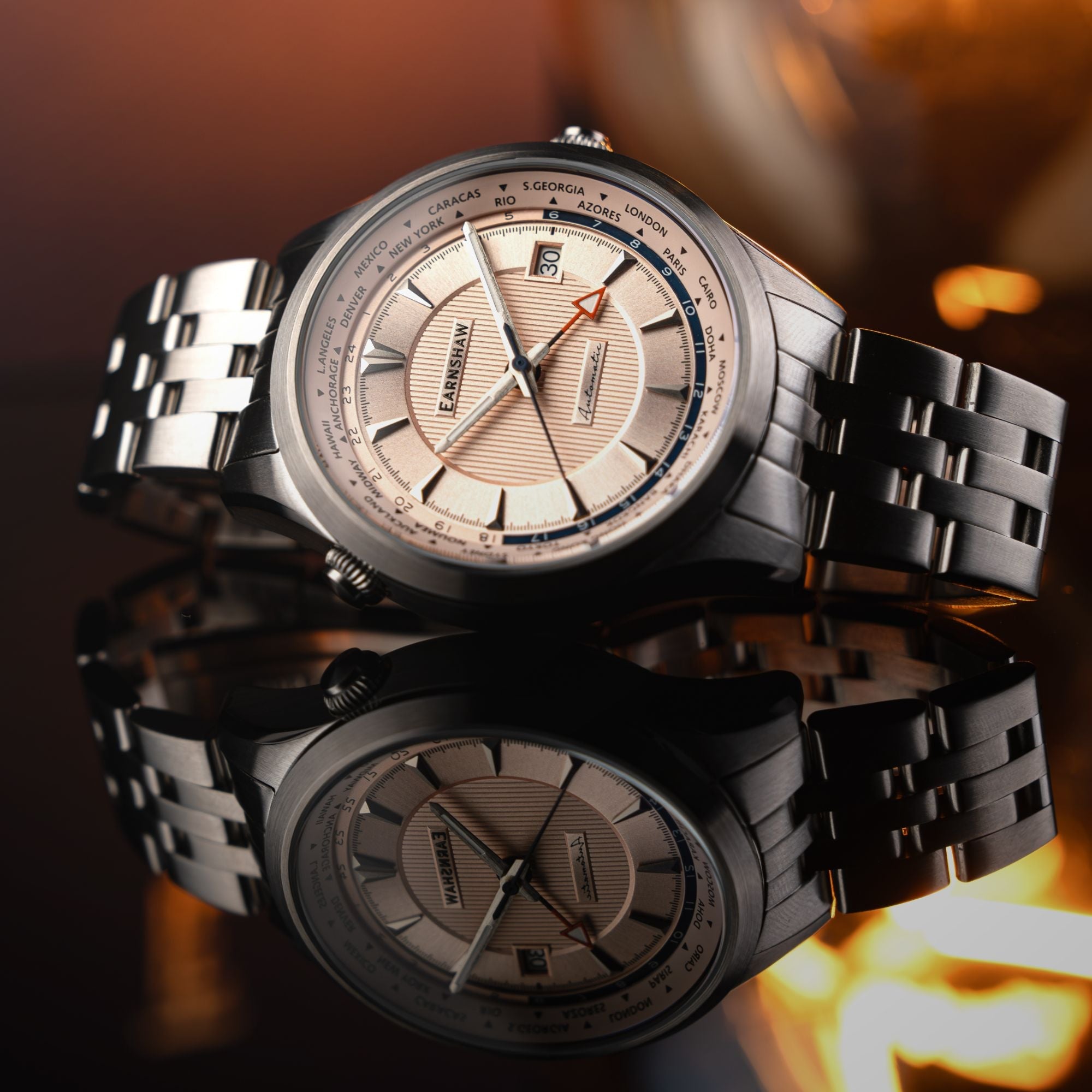 THOMAS EARNSHAW Thomas Earnshaw World Timer GMT Automatic Salmon Men's Watch ES-8292-55