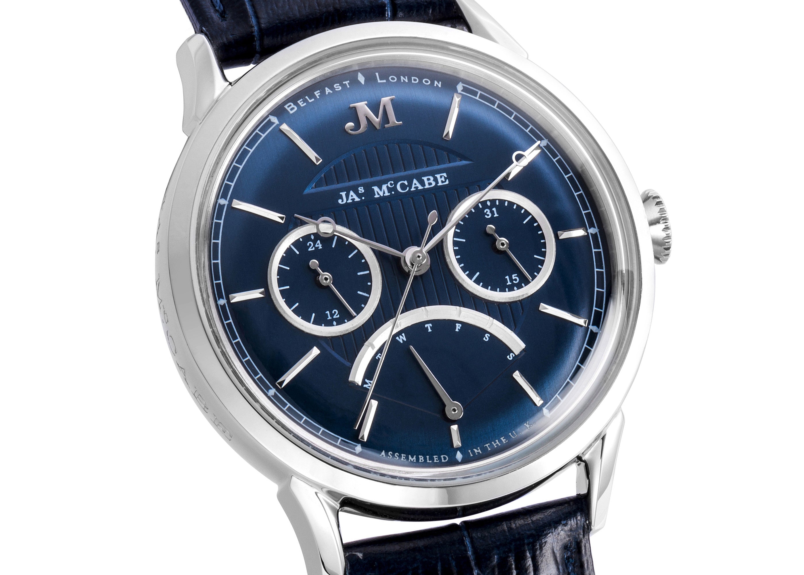 JAMES MCCABE James McCabe Heritage Retrograde II Silver Blue Men's Watch JM-1026-03