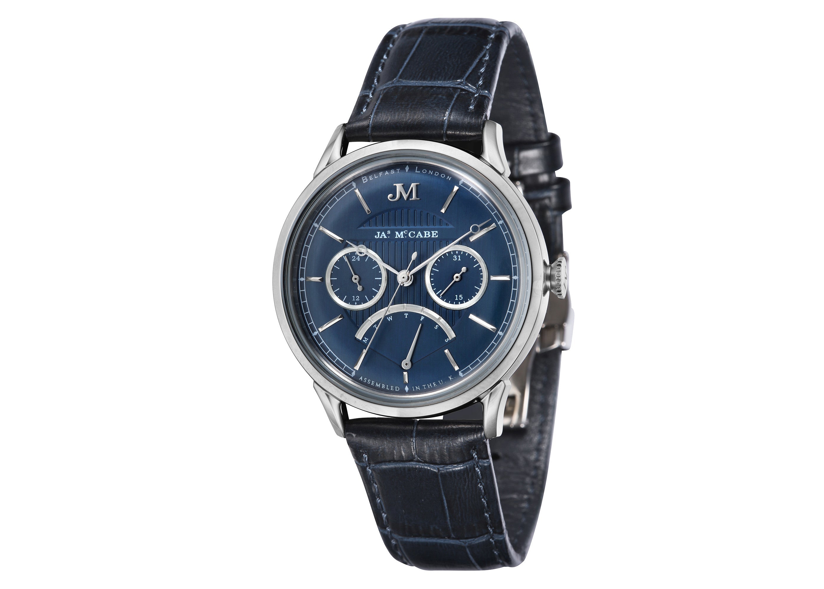 JAMES MCCABE James McCabe Heritage Retrograde II Silver Blue Men's Watch JM-1026-03