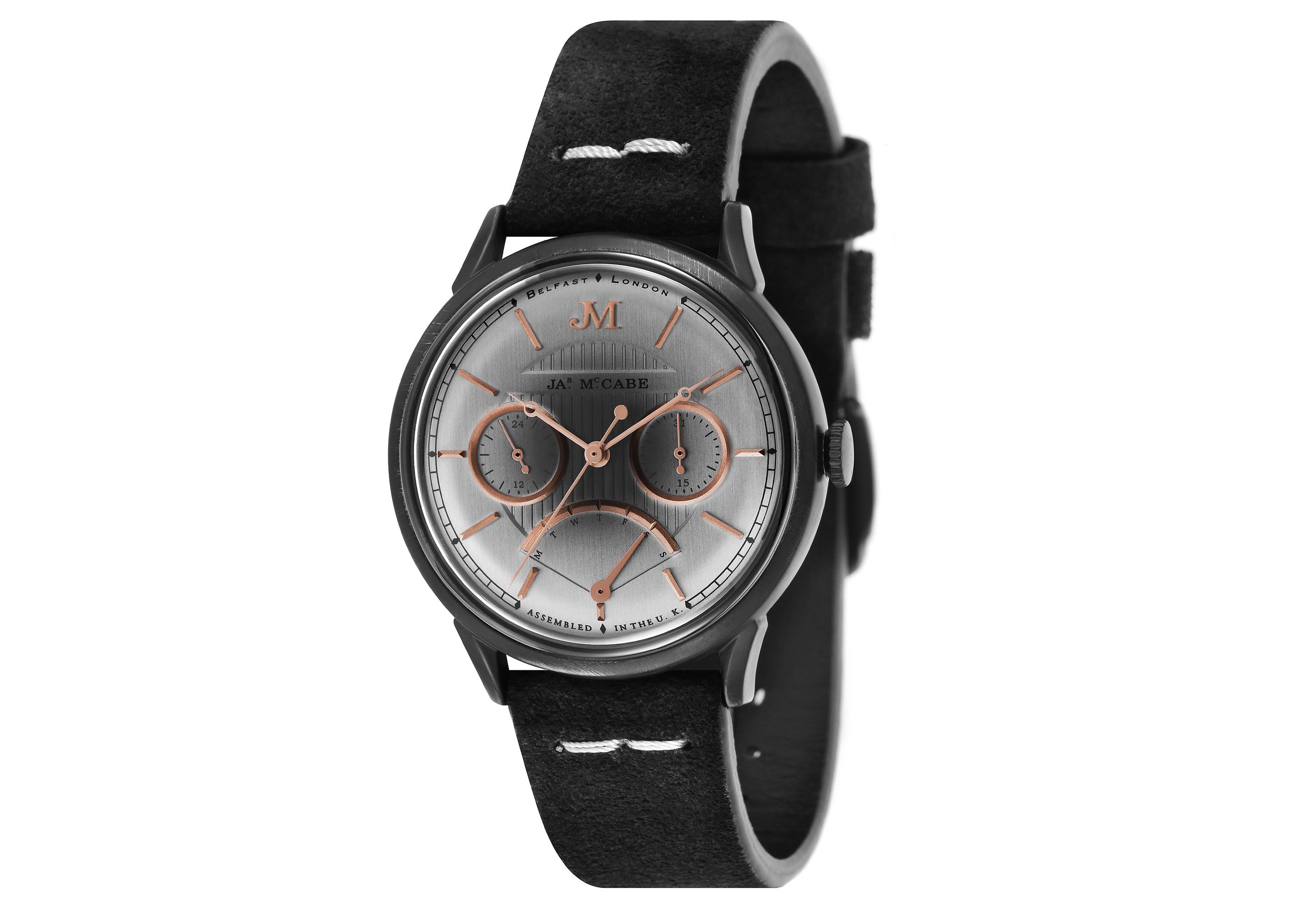 JAMES MCCABE James McCabe Heritage Retrograde II Fumee Silver Men's Watch JM-1026-09