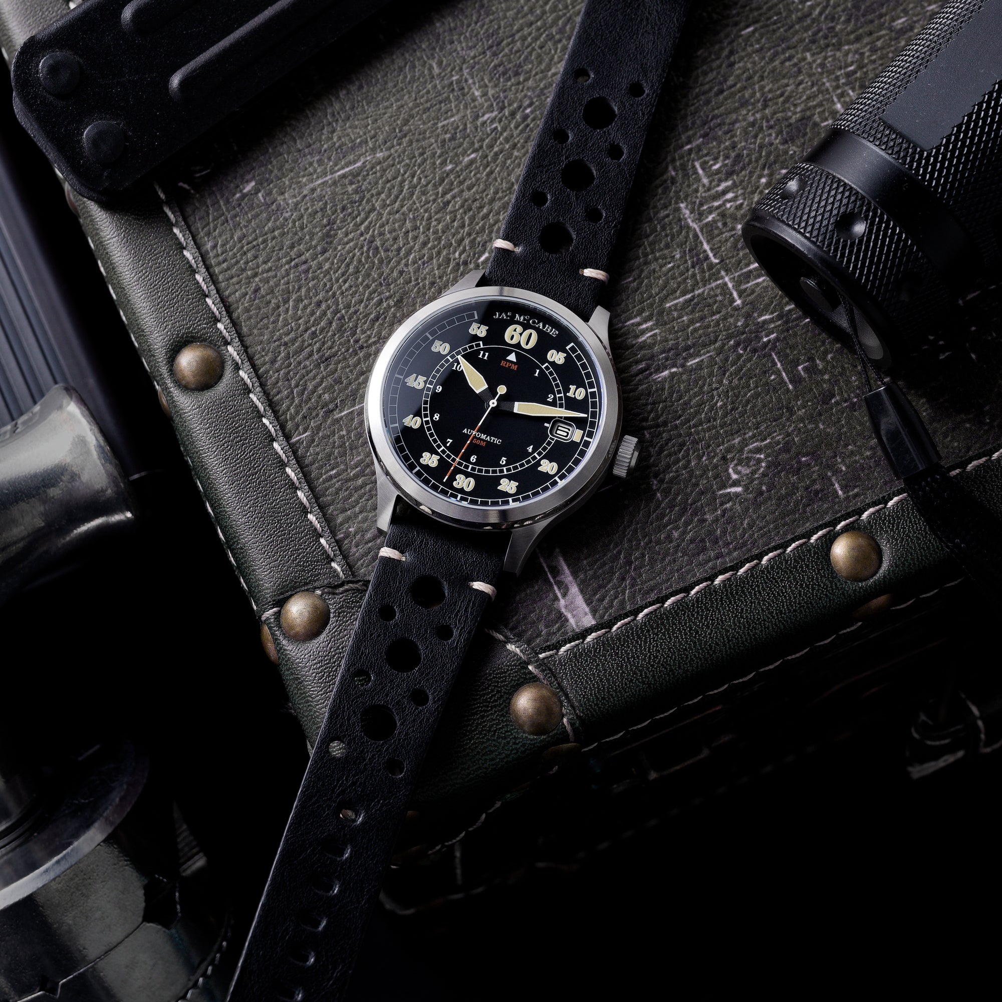 JAMES MCCABE James McCabe Piston Black Bobber Automatic Men's Watch JM-1050-01