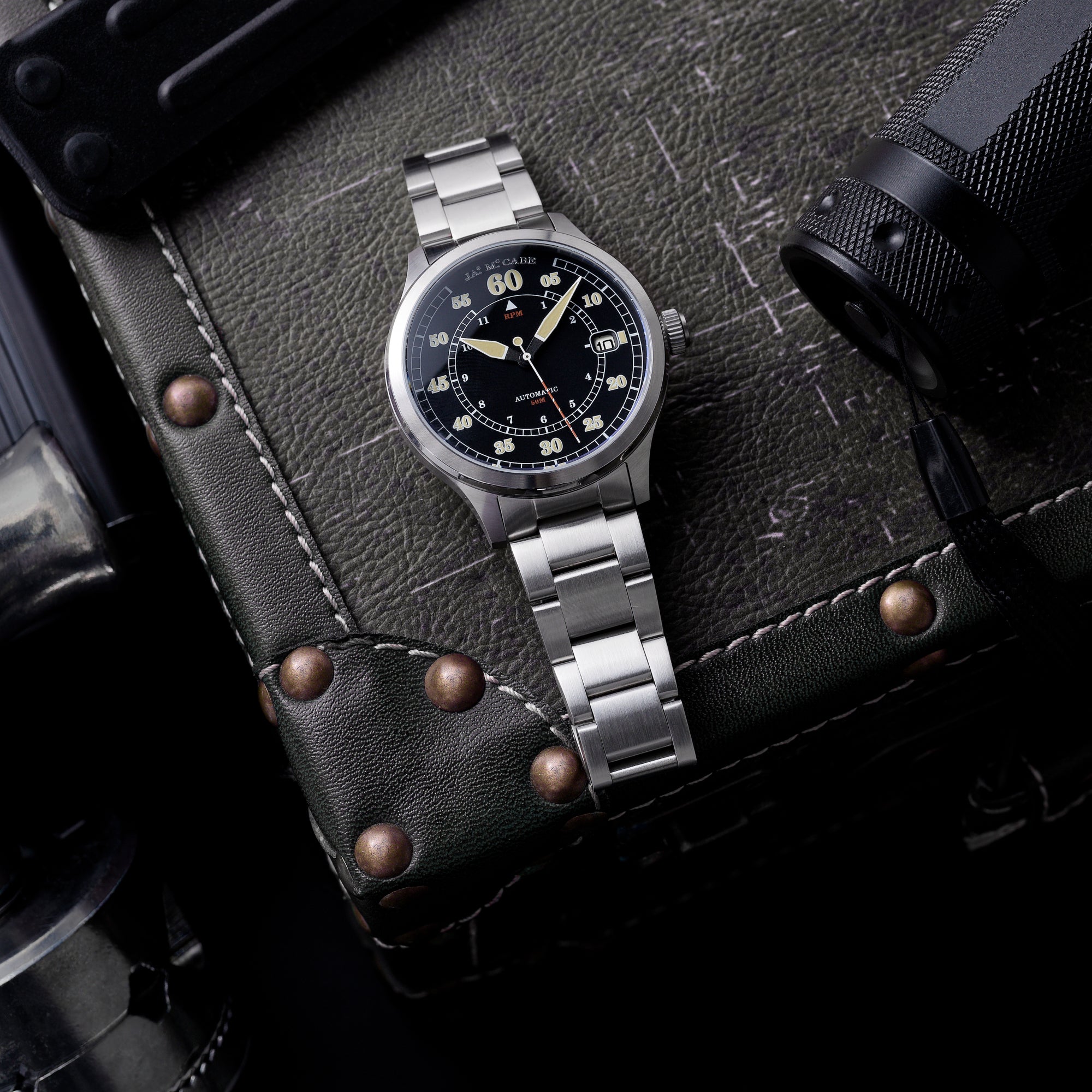 JAMES MCCABE James McCabe Midnight Black Bobber Automatic Men's Watch JM-1050-11