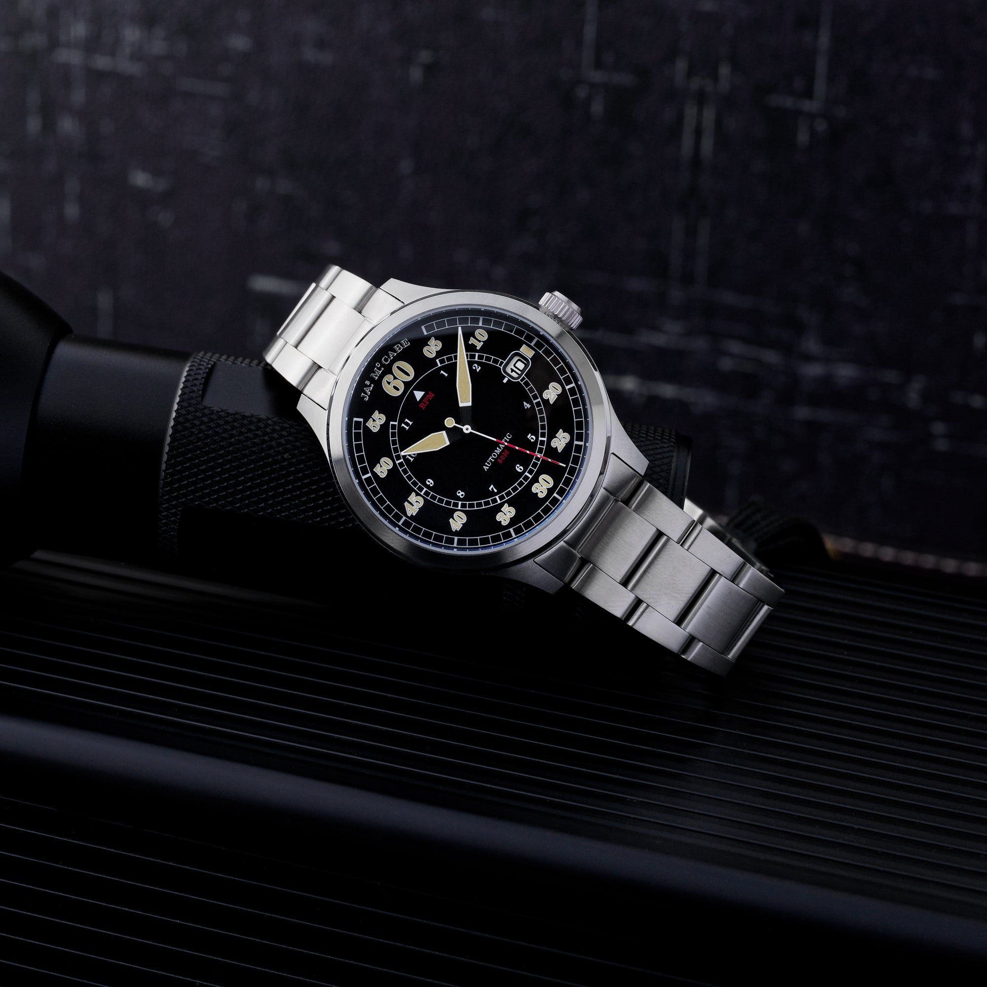 JAMES MCCABE James McCabe Midnight Black Bobber Automatic Men's Watch JM-1050-11