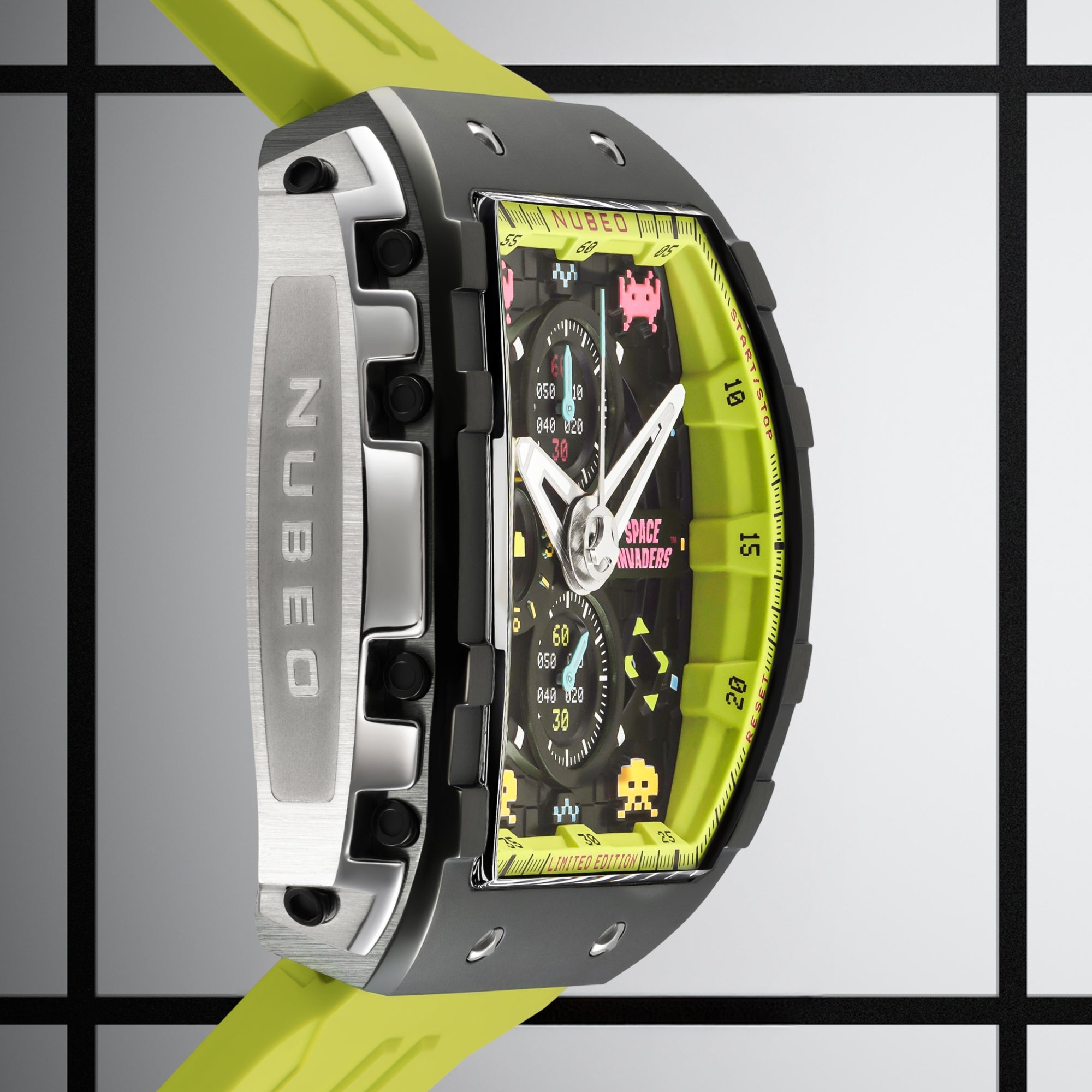 NUBEO Nubeo Magellan Chronograph Space Invaders Limited Edition Galactic Green Men's Watch NB-6024-SI-05