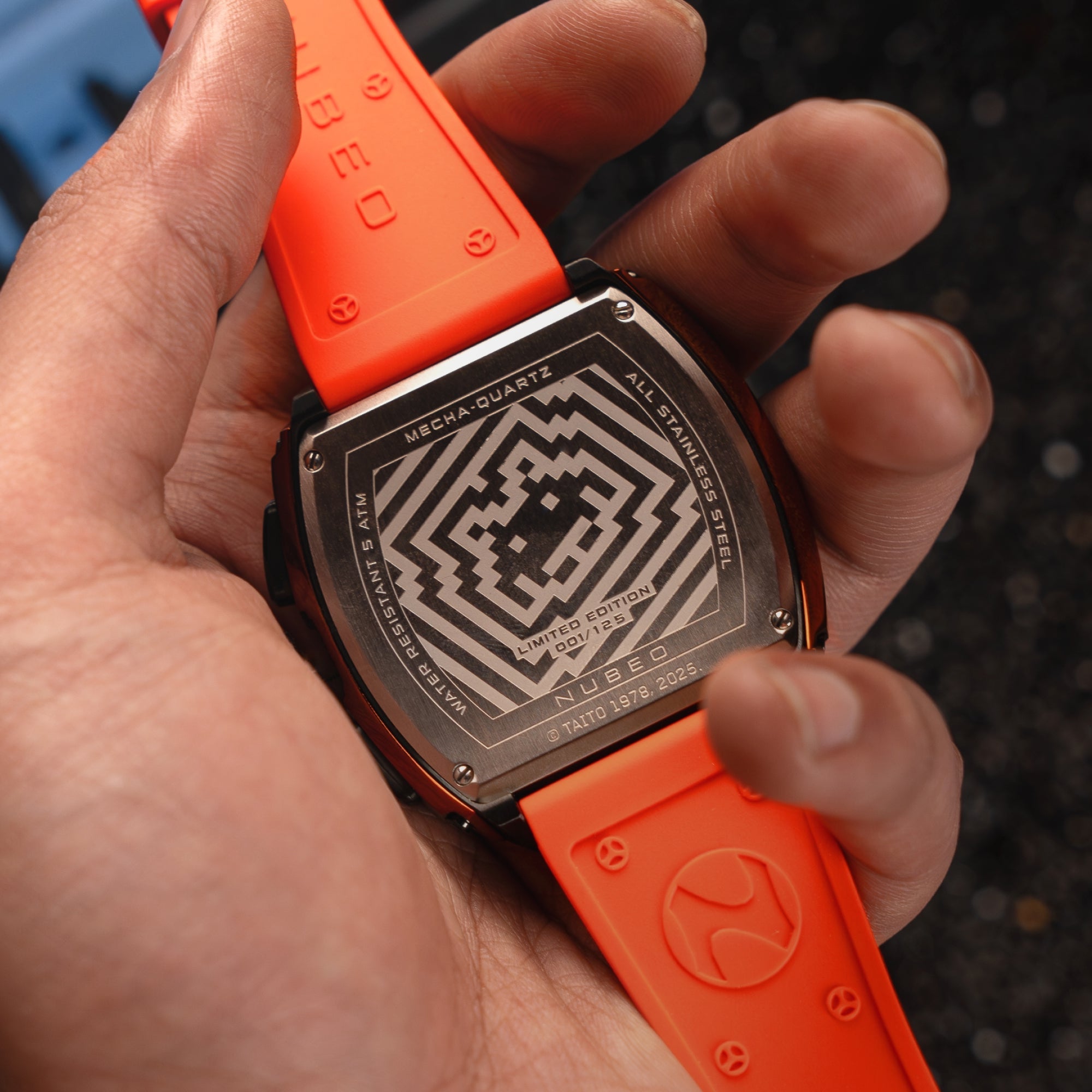 NUBEO Nubeo Magellan Chronograph Space Invaders Limited Edition Pixel Red Men's Watch NB-6024-SI-06