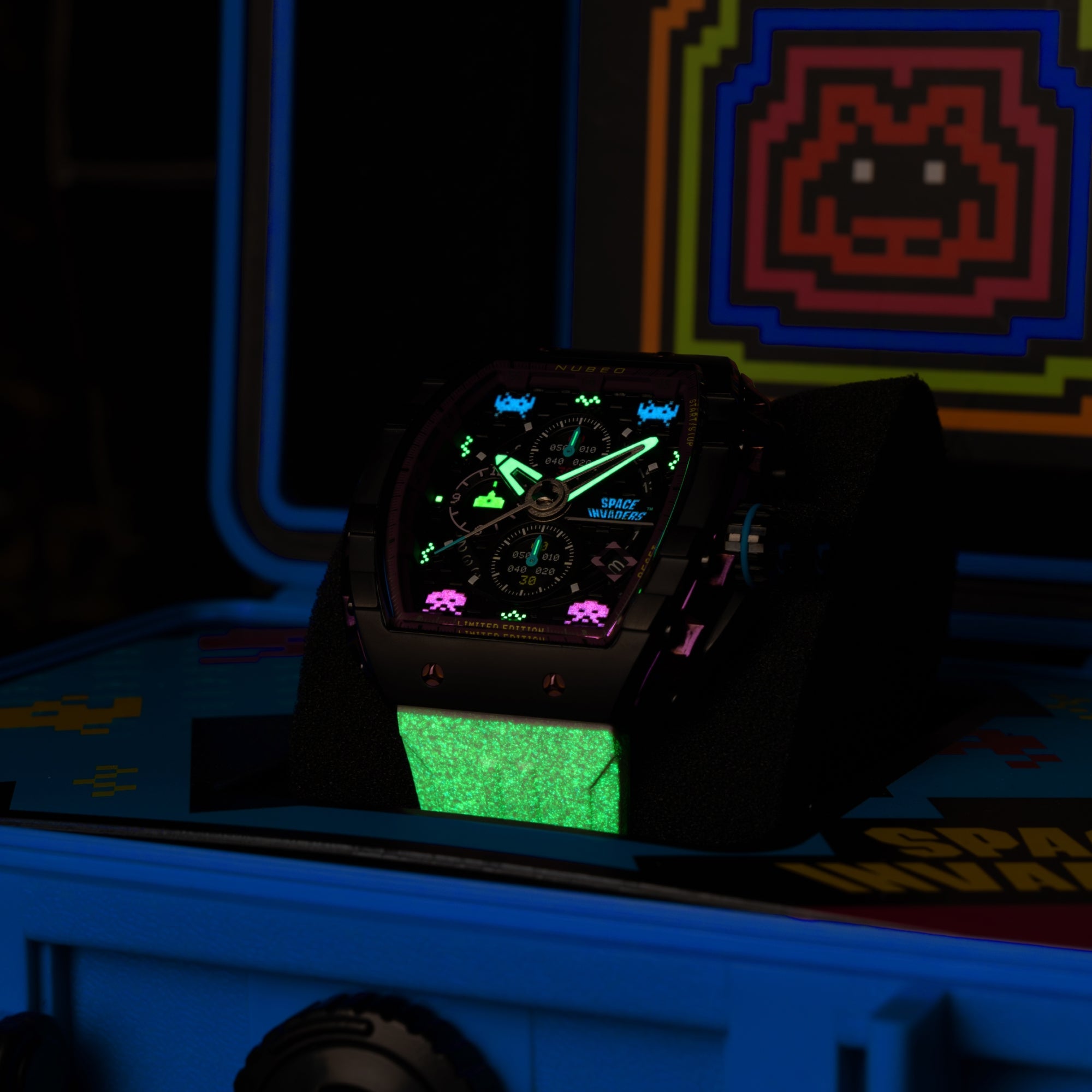 NUBEO Nubeo Magellan Chronograph Space Invaders Limited Edition Nebula Purple Men's Watch NB-6024-SI-07
