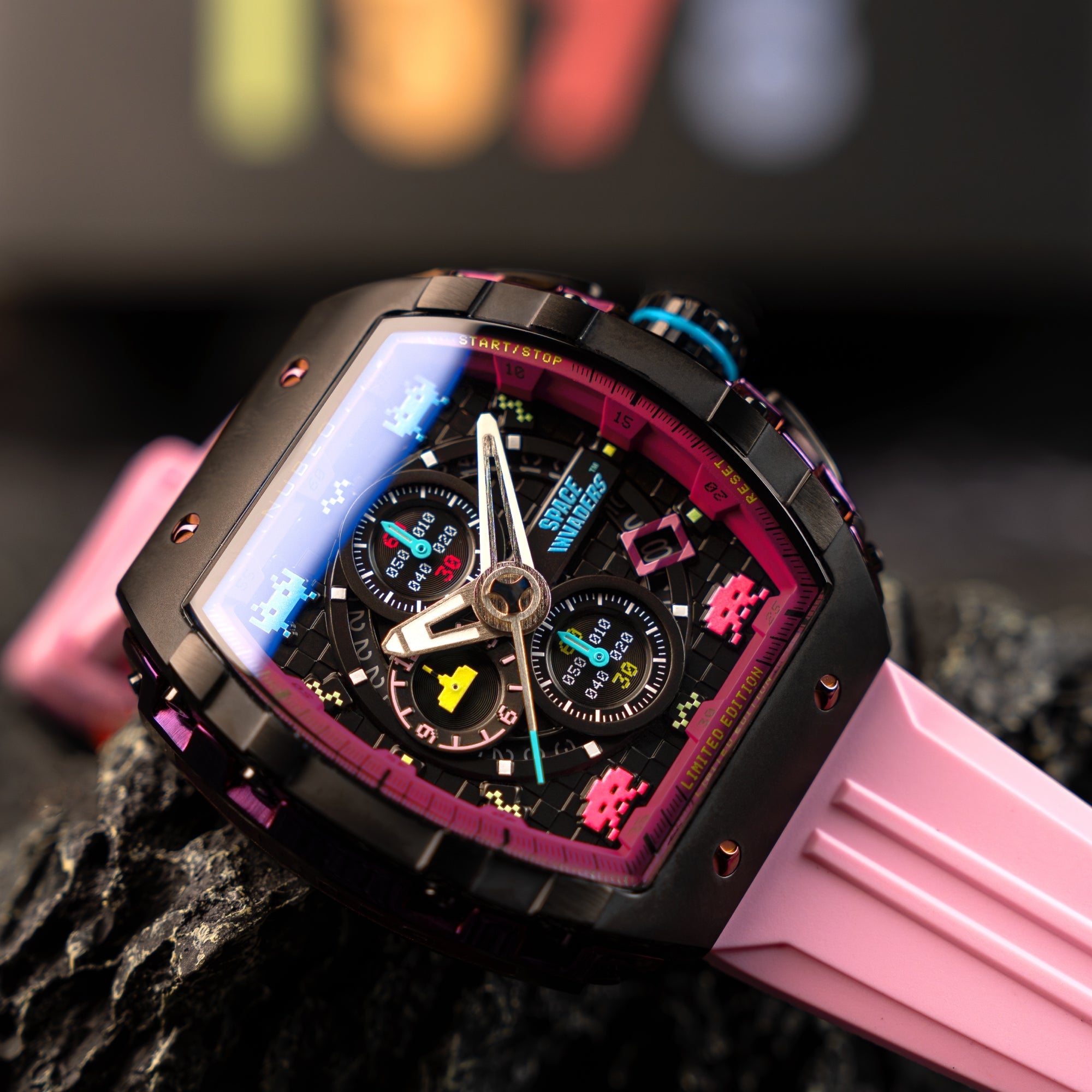 NUBEO Nubeo Magellan Chronograph Space Invaders Limited Edition Nebula Purple Men's Watch NB-6024-SI-07