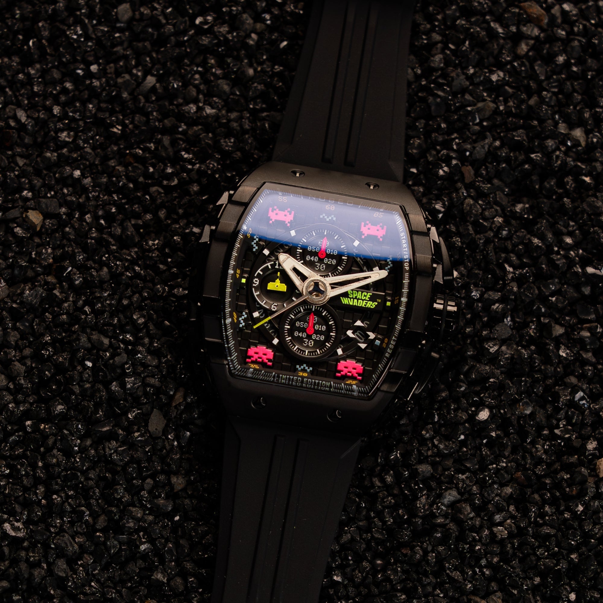 NUBEO Nubeo Magellan Chronograph Space Invaders Limited Edition Astro Ash Men's Watch NB-6024-SI-08