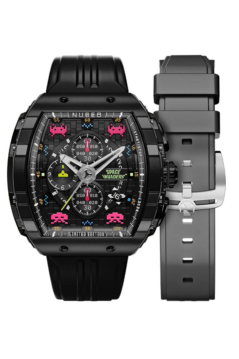 NUBEO Nubeo Magellan Chronograph Space Invaders Limited Edition Astro Ash Men's Watch NB-6024-SI-08