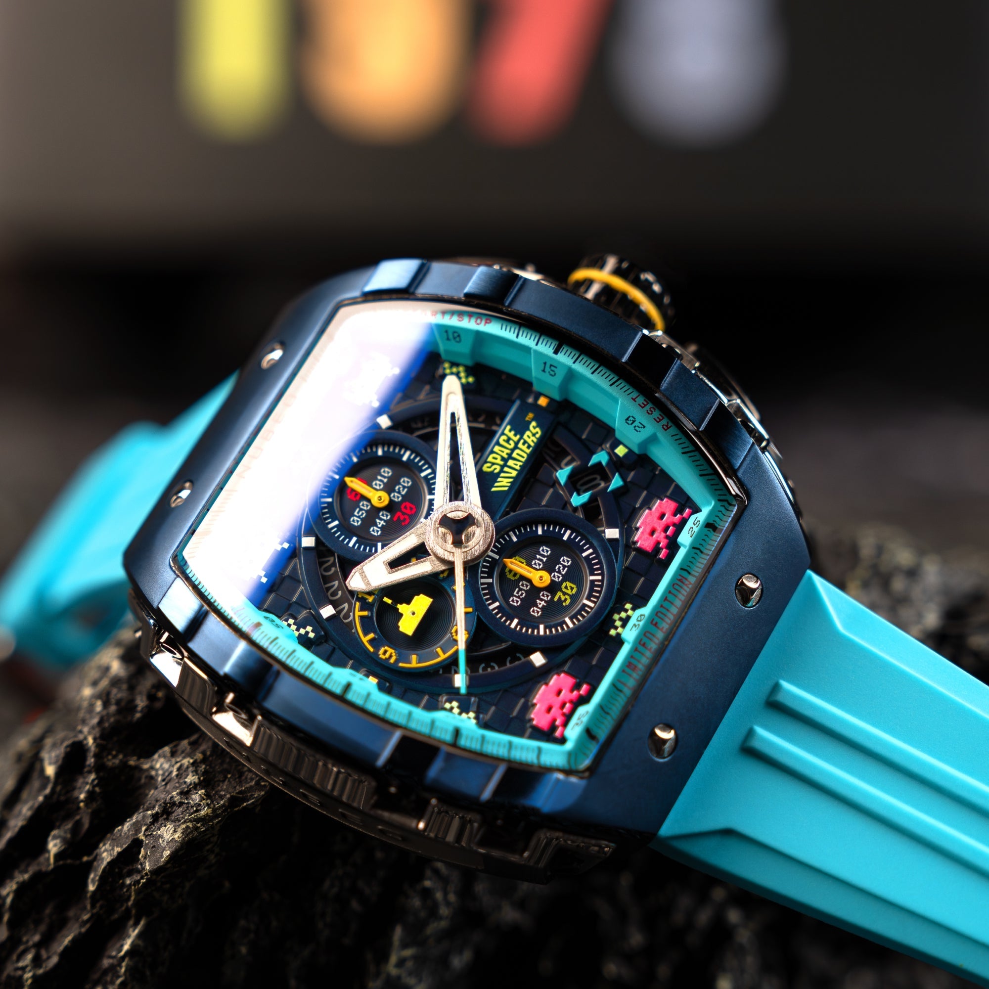 NUBEO Nubeo Magellan Chronograph Space Invaders Limited Edition Cosmic Cobalt Men's Watch NB-6024-SI-0A