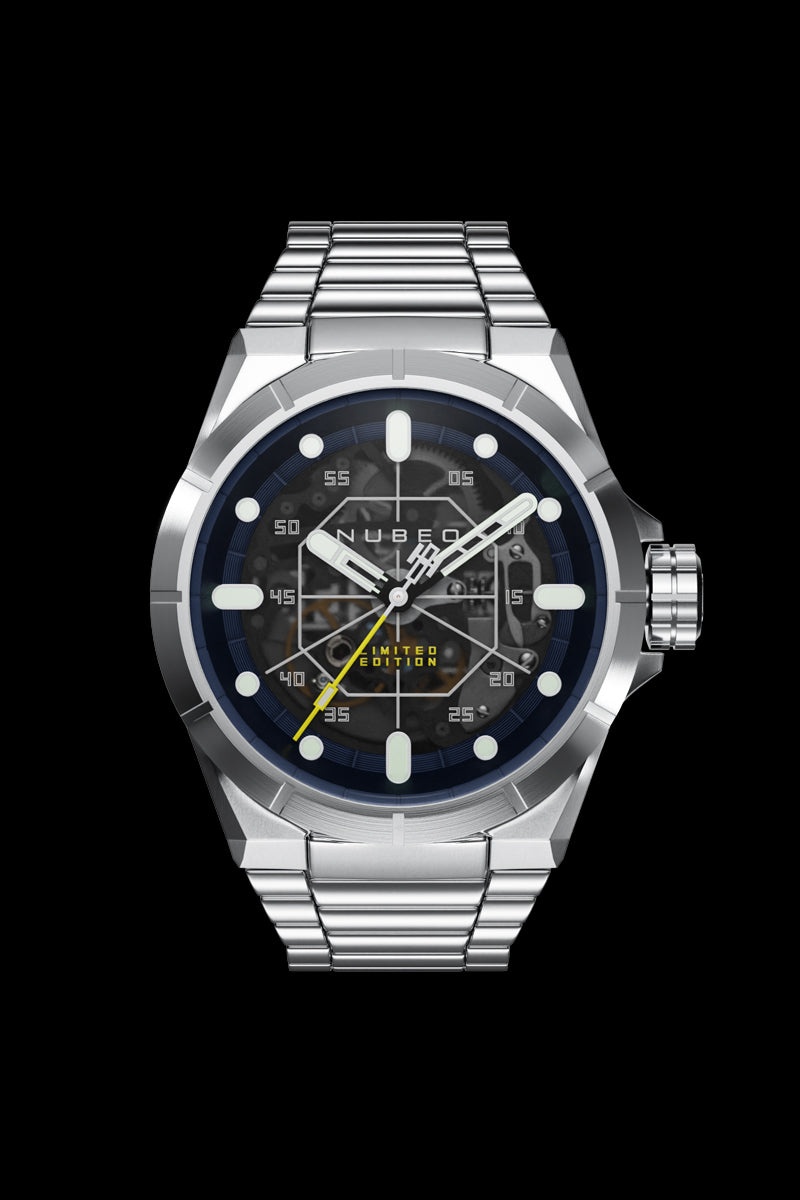 NUBEO Nubeo Hubble Men's Mechanical Crater Blue Watch NB-6026-11-D (Damaged Packaging)