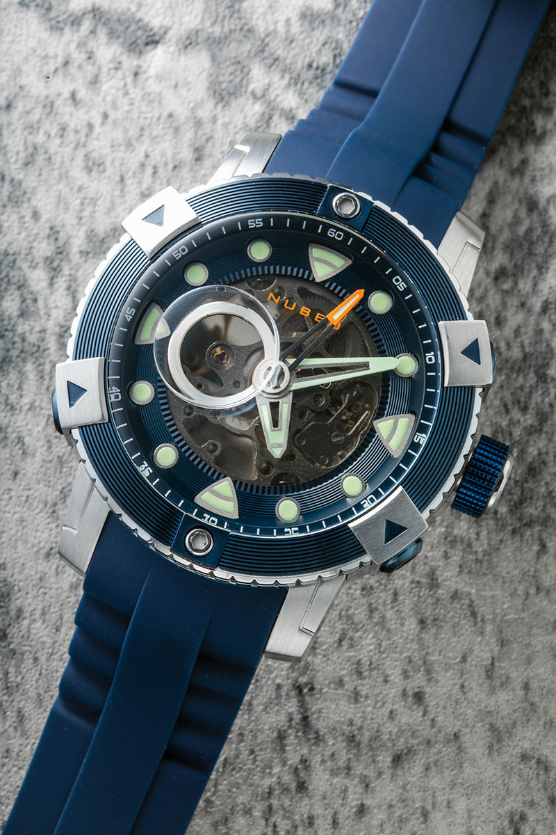NUBEO Nubeo Gemini Men's Automatic Skeleton Deep Blue Watch NB-6041-02 (Damaged Packaging)