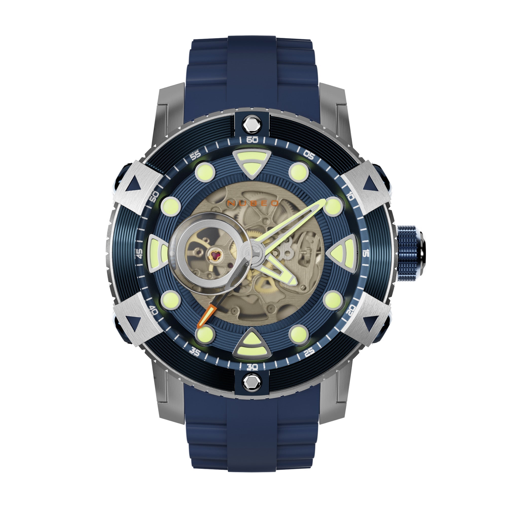 NUBEO Nubeo Gemini Men's Automatic Skeleton Deep Blue Watch NB-6041-02 (Damaged Packaging)