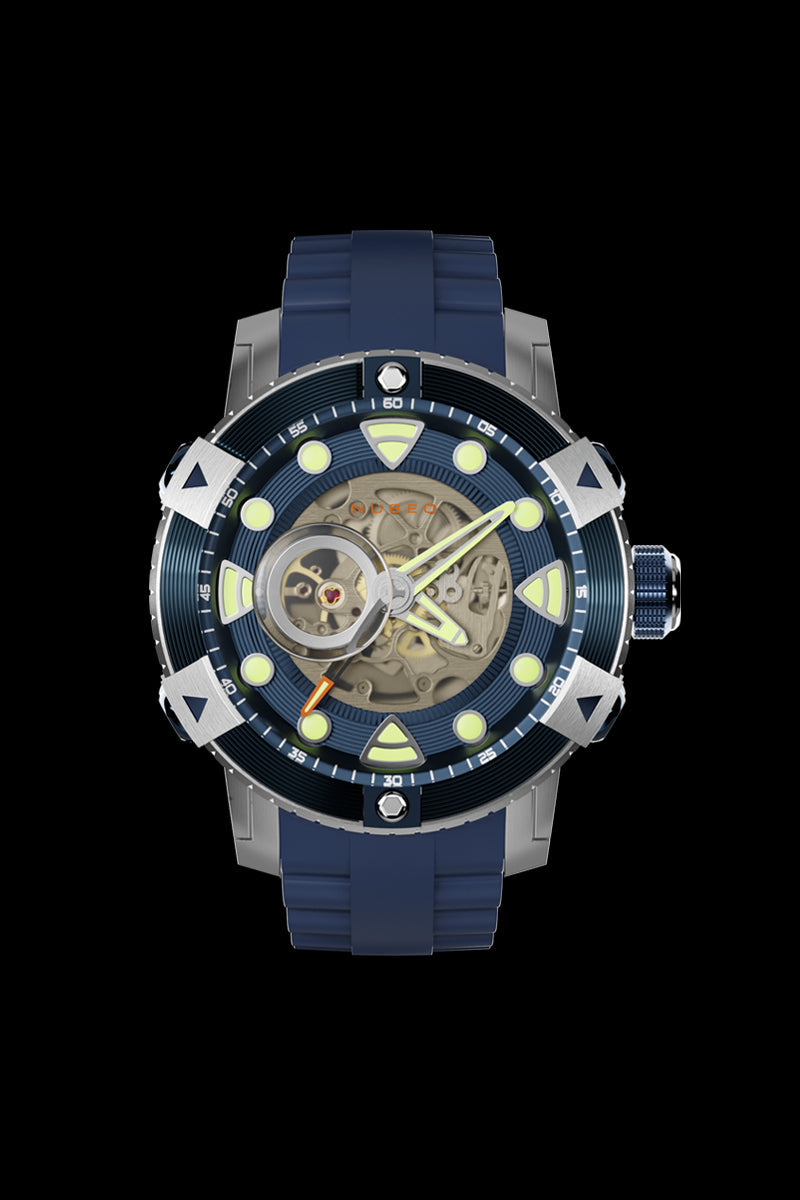 NUBEO Nubeo Gemini Men's Automatic Skeleton Deep Blue Watch NB-6041-02 (Damaged Packaging)