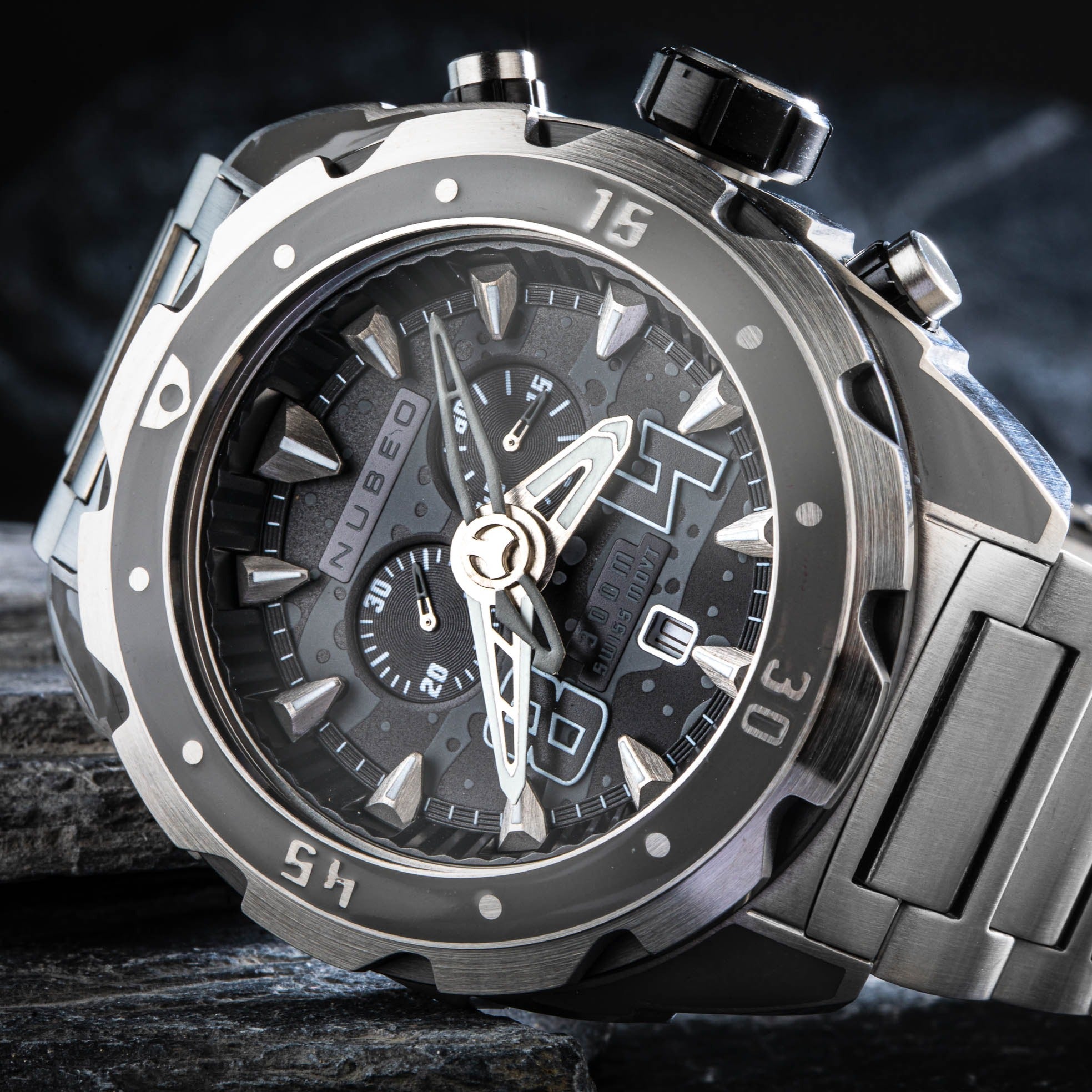 NUBEO Nubeo Swell Men's Swiss Quartz Slate Watch NB-6057-55