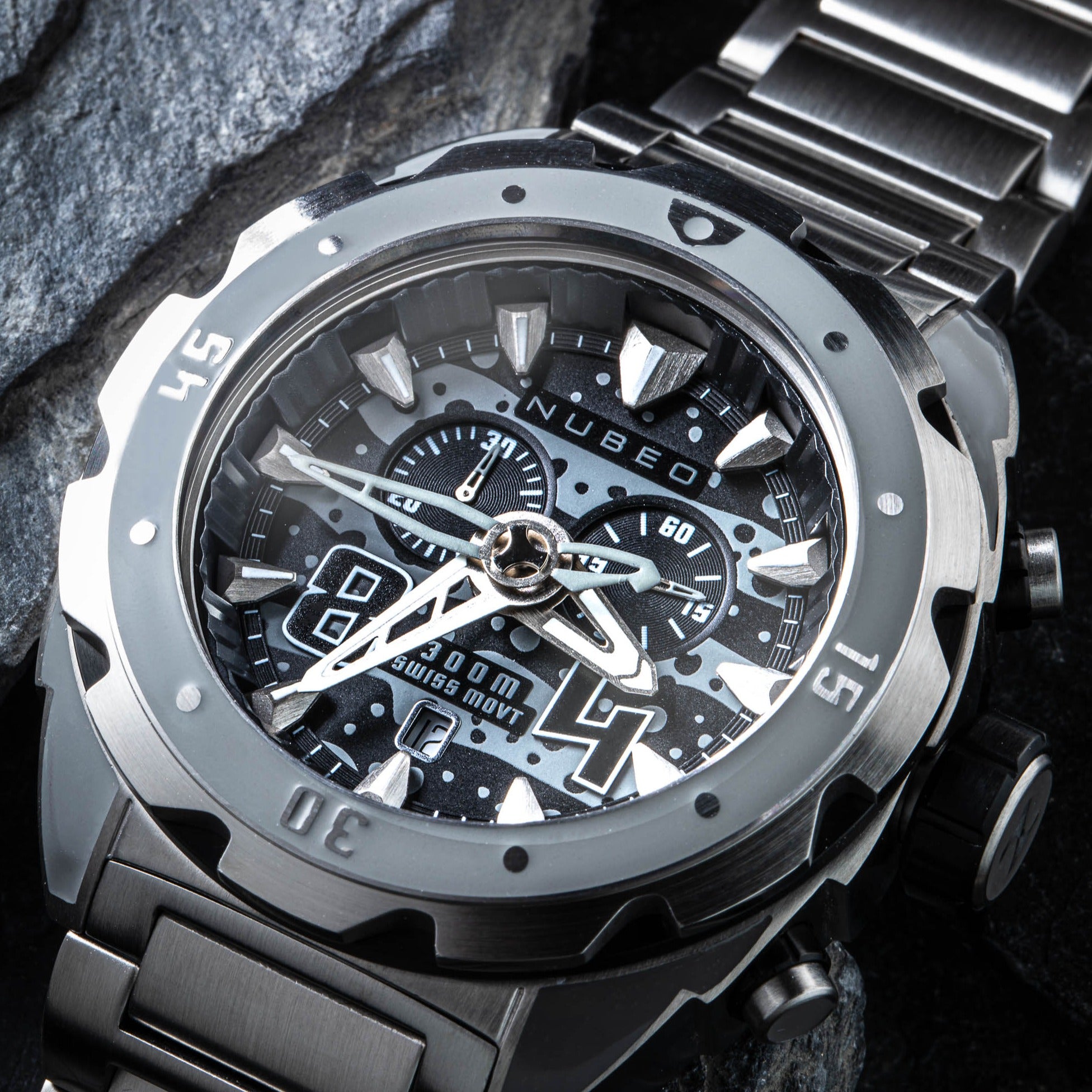 NUBEO Nubeo Swell Men's Swiss Quartz Slate Watch NB-6057-55