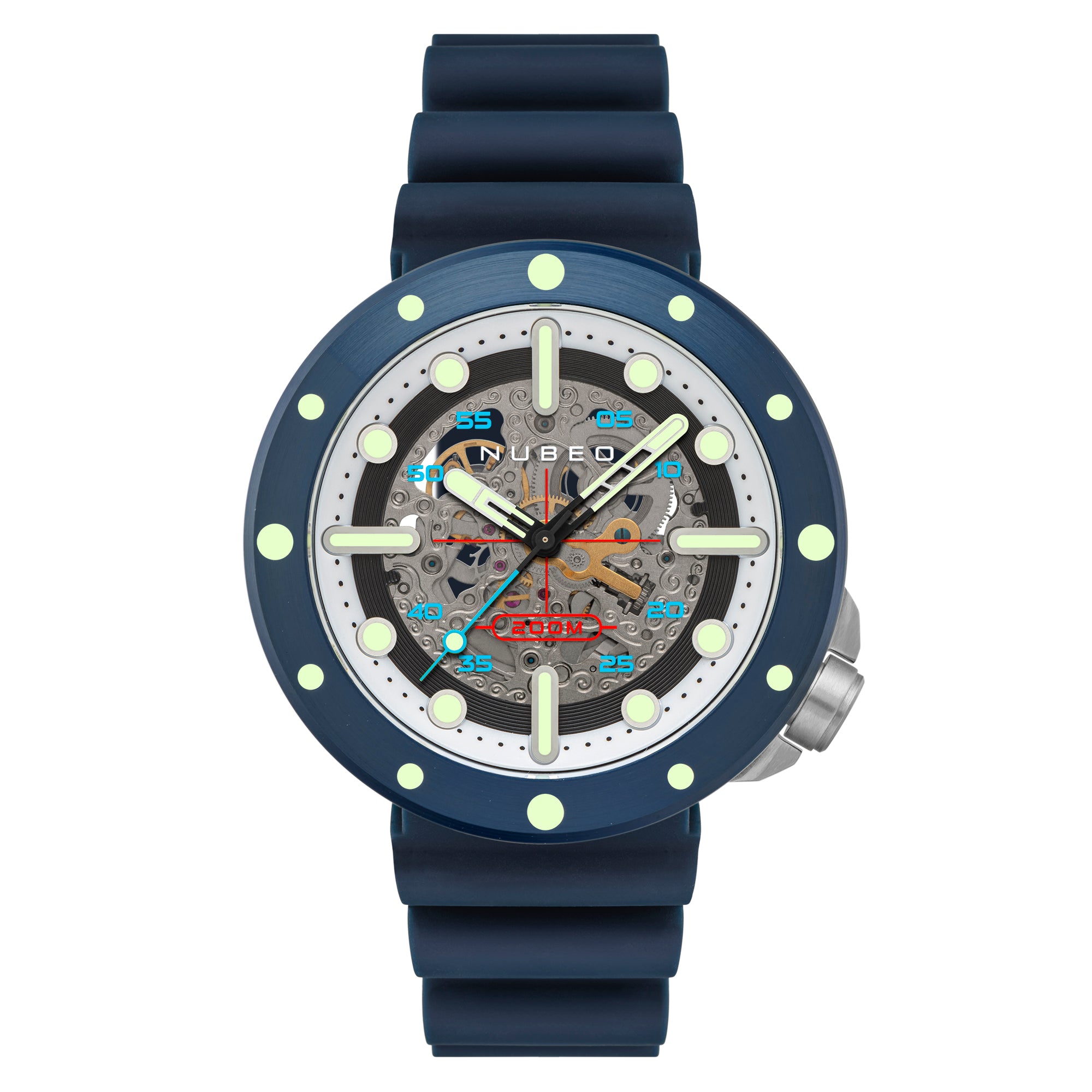 NUBEO Nubeo Space Cassini Men's Automatic Skeleton Deep Blue Watch NB-6058-03