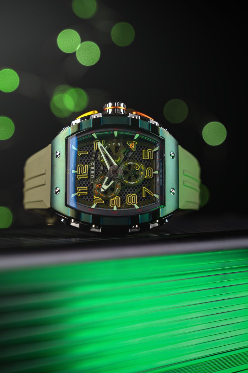 NUBEO Nubeo Magellan Retrograde Chronograph Oblivion Green Men's Watch NB-6088-05-D (Damaged Packaging)