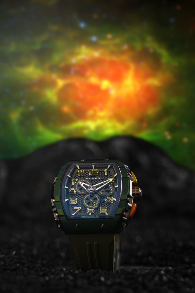 NUBEO Nubeo Magellan Retrograde Chronograph Oblivion Green Men's Watch NB-6088-05-D (Damaged Packaging)