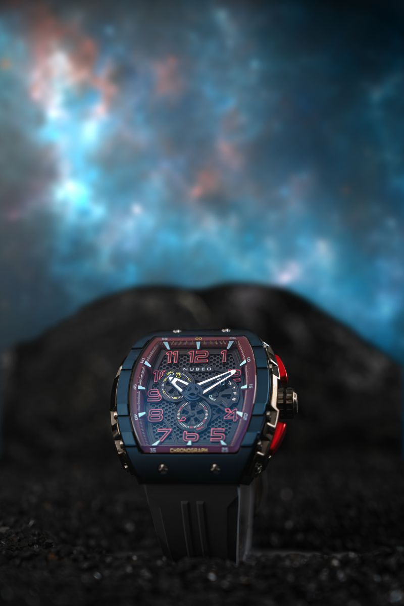 NUBEO Nubeo Magellan Retrograde Chronograph Spaceship Black Men's Watch NB-6088-08