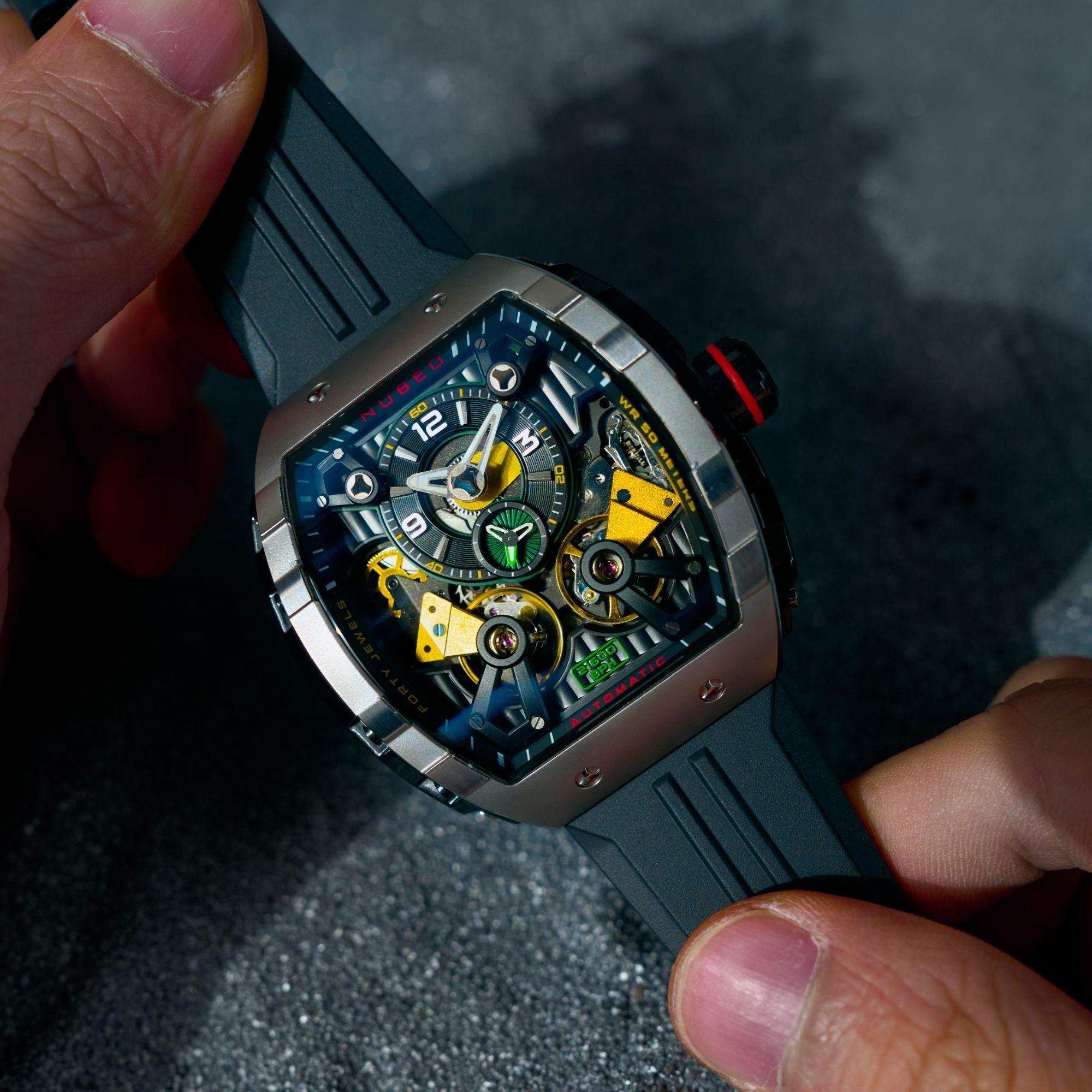 NUBEO Nubeo Magellan Double Barrel Automatic Matte Black Men's Watch NB-6100-02