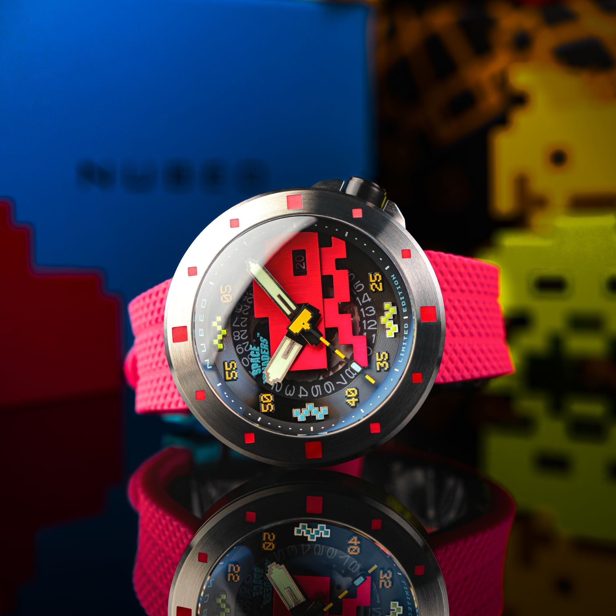 NUBEO Nubeo Cassini Automatic Space Invaders Limited Edition Plasma Pink Men's Watch NB-6103-03