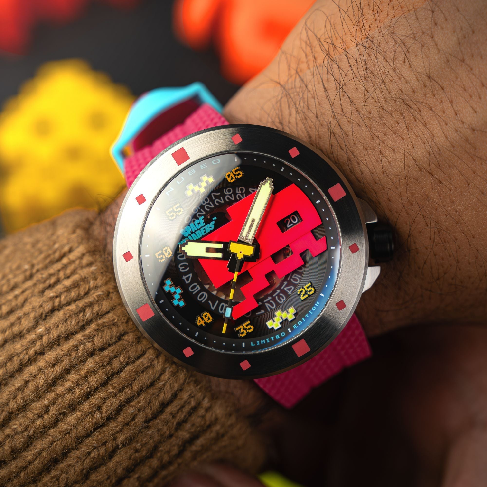 NUBEO Nubeo Cassini Automatic Space Invaders Limited Edition Plasma Pink Men's Watch NB-6103-03