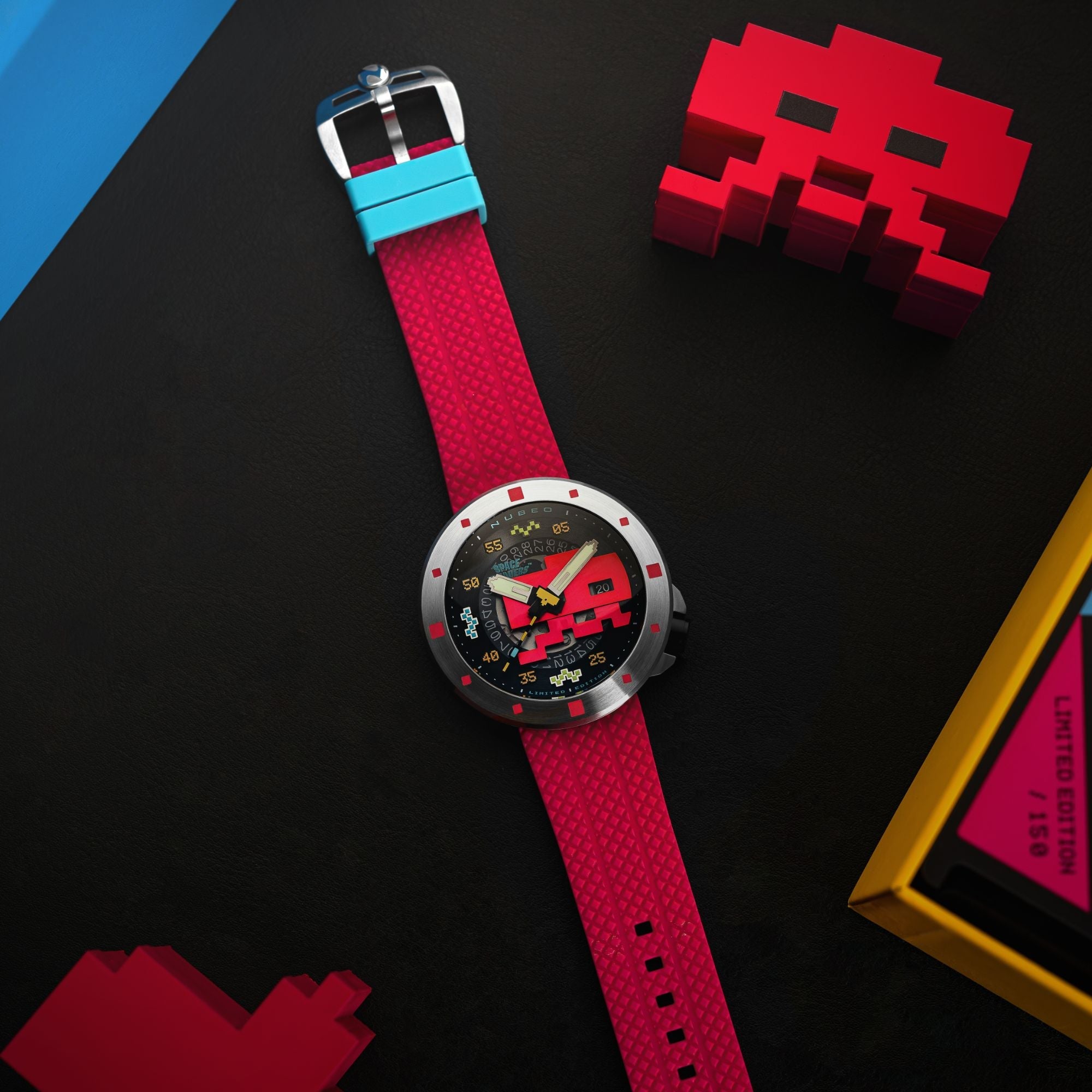NUBEO Nubeo Cassini Automatic Space Invaders Limited Edition Plasma Pink Men's Watch NB-6103-03