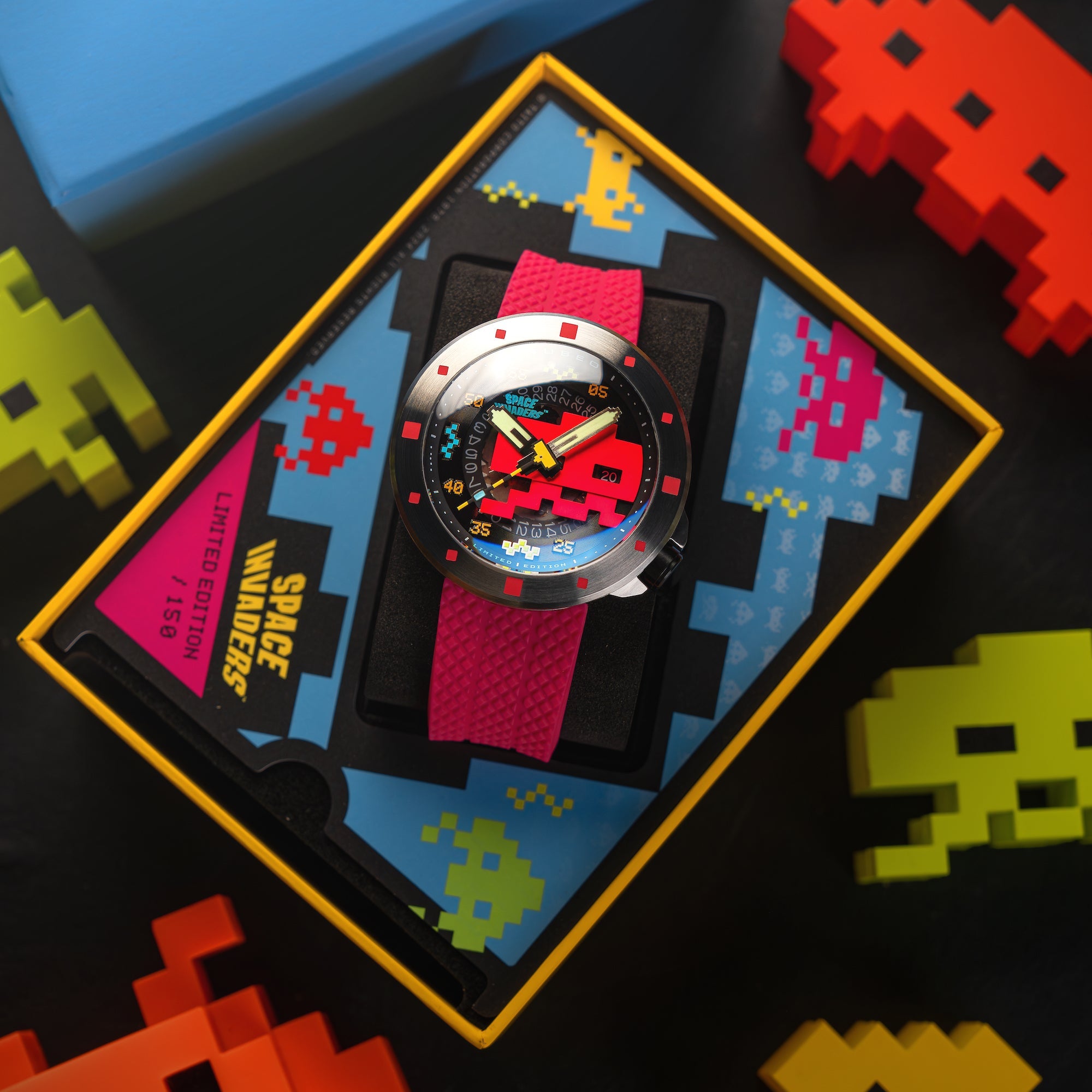 NUBEO Nubeo Cassini Automatic Space Invaders Limited Edition Plasma Pink Men's Watch NB-6103-03