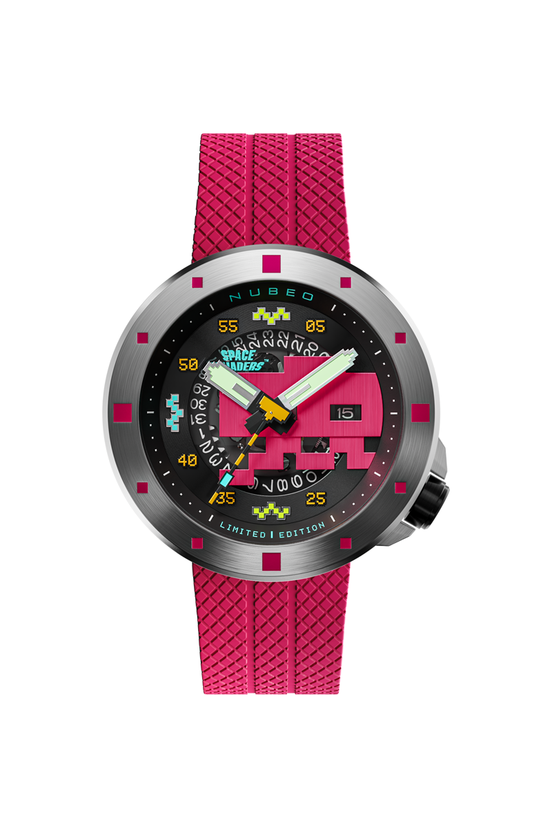 NUBEO Nubeo Cassini Automatic Space Invaders Limited Edition Plasma Pink Men's Watch NB-6103-03