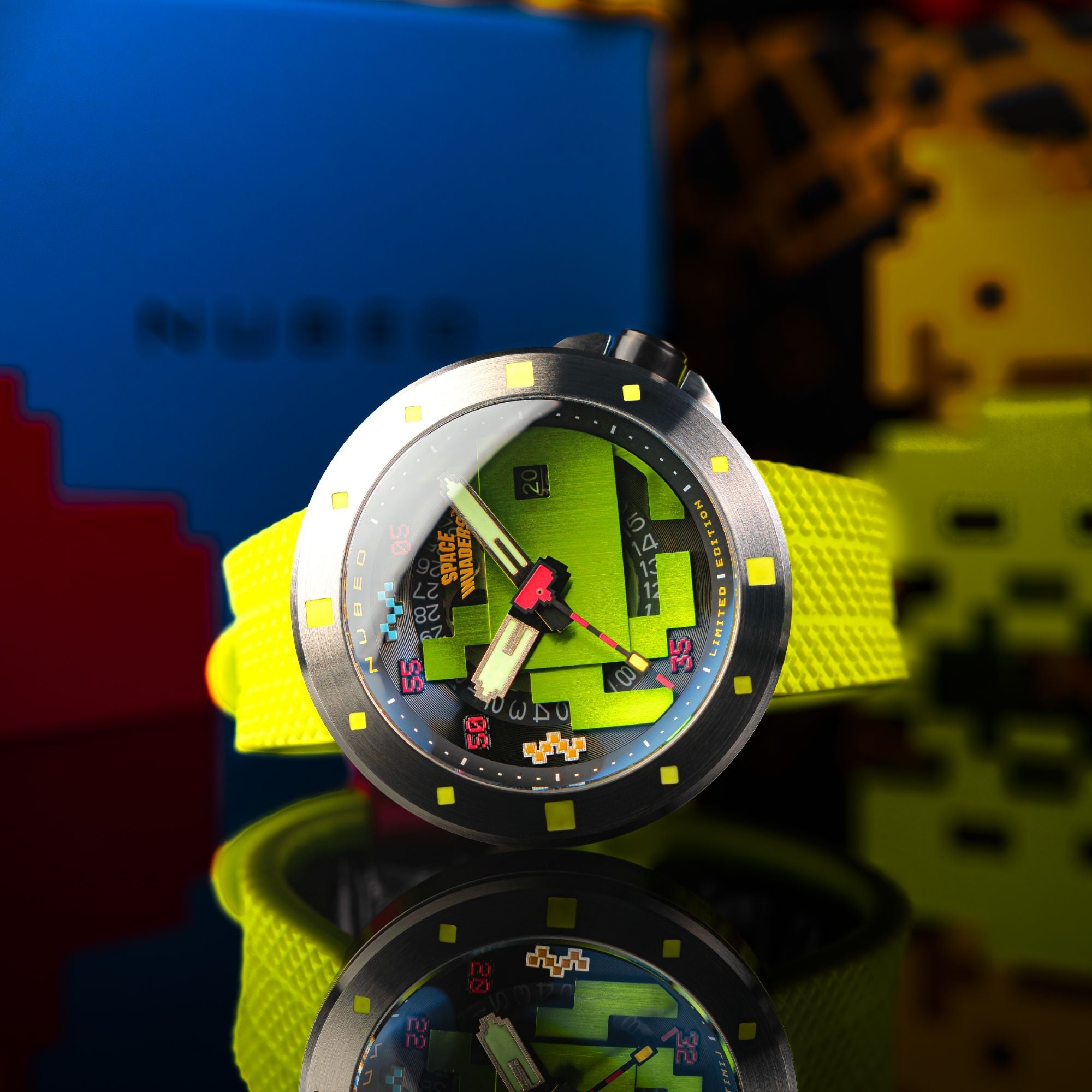 NUBEO Nubeo Cassini Automatic Space Invaders Limited Edition Laser Green Men's Watch NB-6103-04