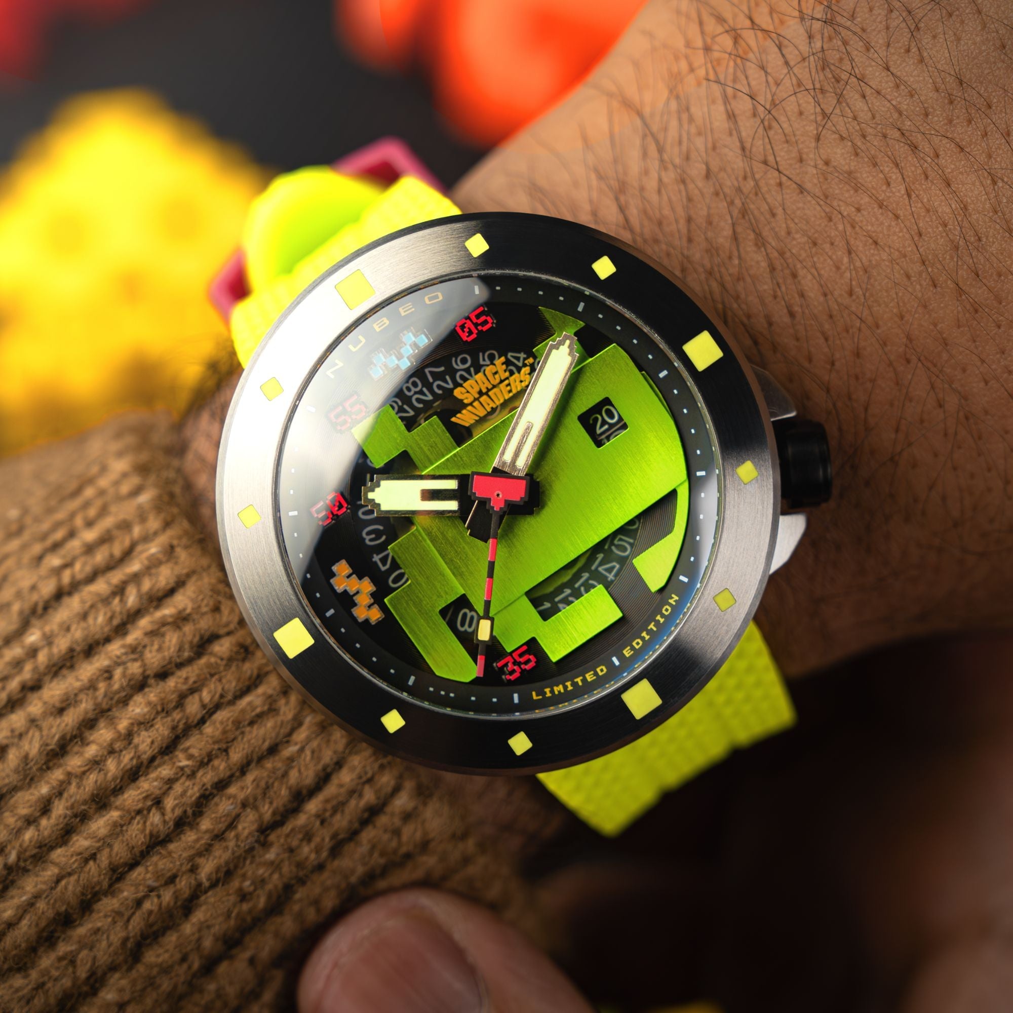 NUBEO Nubeo Cassini Automatic Space Invaders Limited Edition Laser Green Men's Watch NB-6103-04