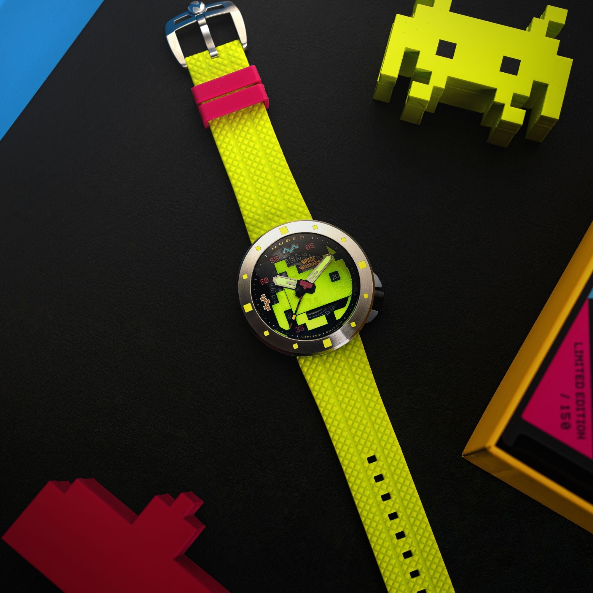 NUBEO Nubeo Cassini Automatic Space Invaders Limited Edition Laser Green Men's Watch NB-6103-04