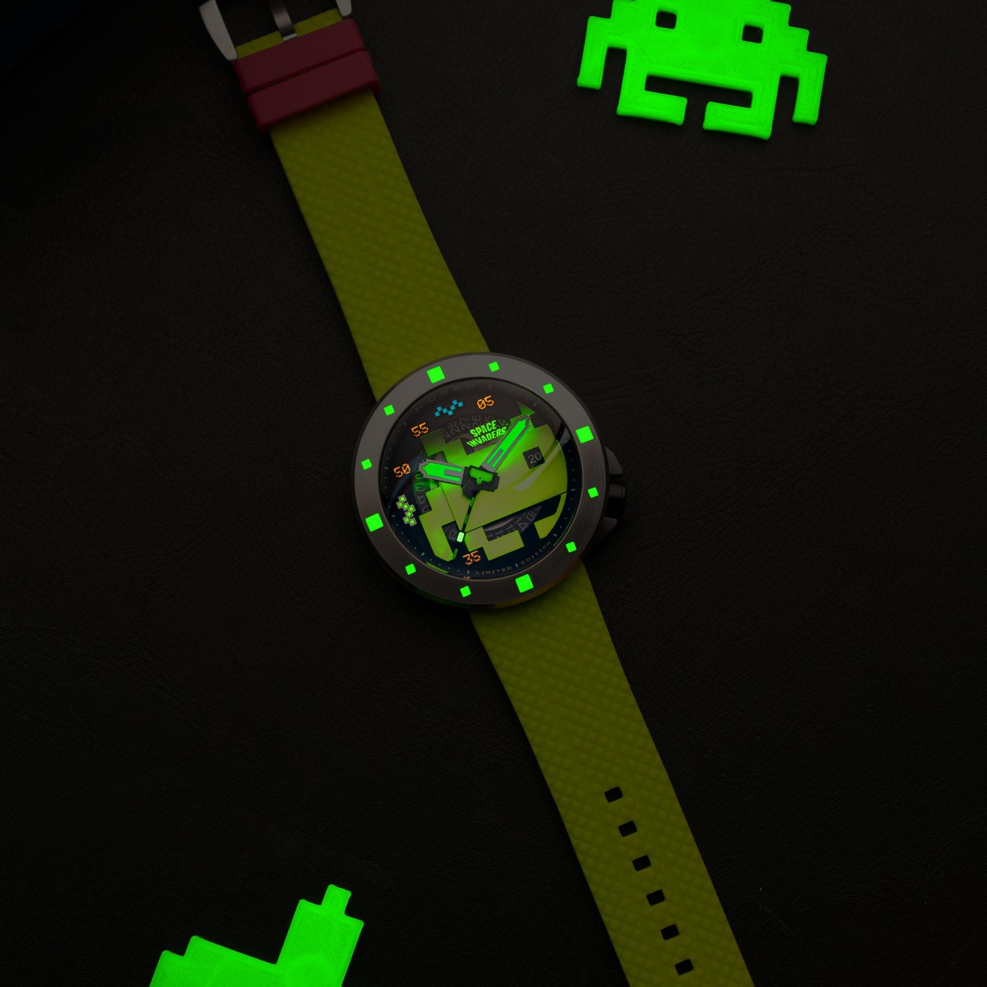 NUBEO Nubeo Cassini Automatic Space Invaders Limited Edition Laser Green Men's Watch NB-6103-04