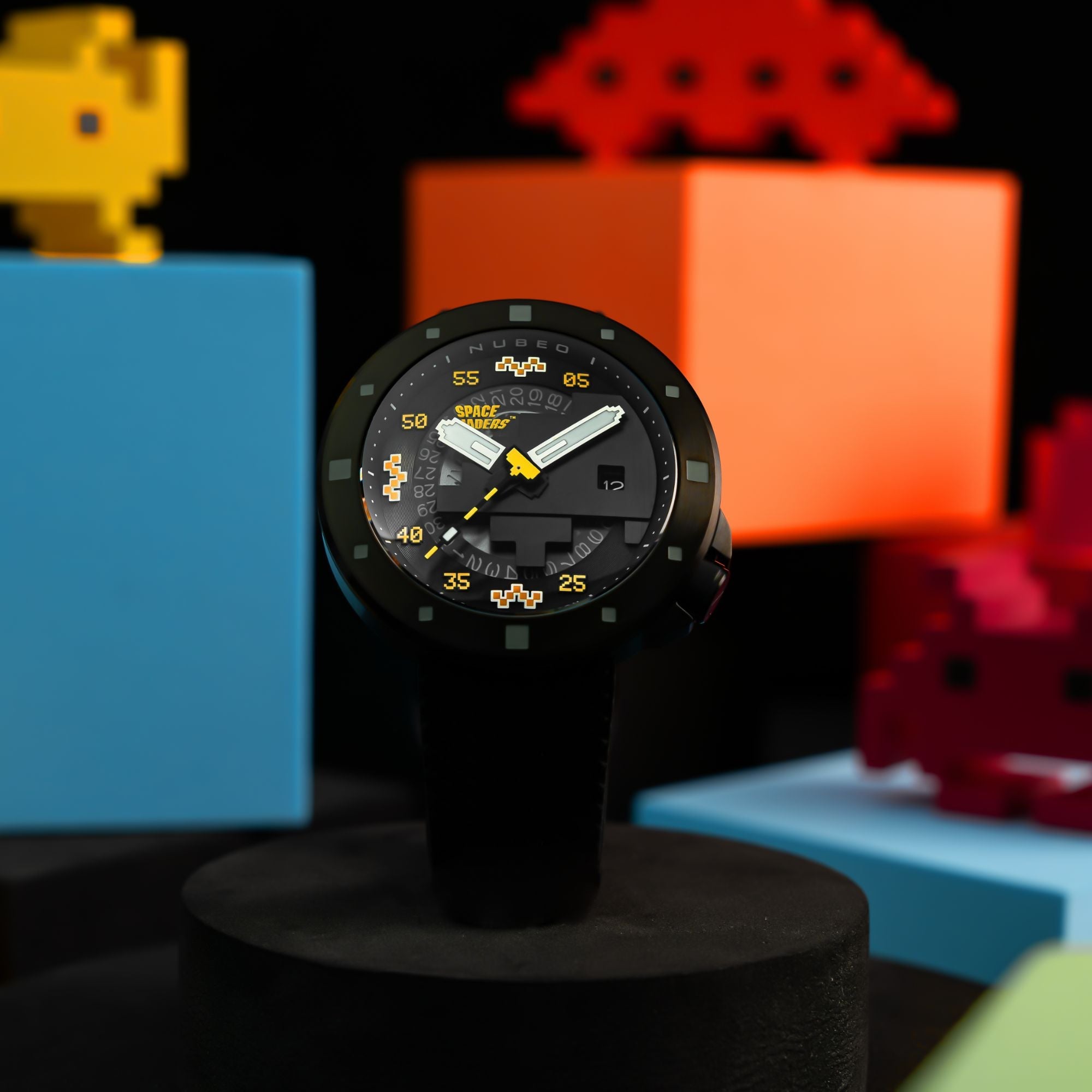 NUBEO Nubeo Cassini Automatic Space Invaders Limited Edition Covert Yellow Men's Watch NB-6103-07