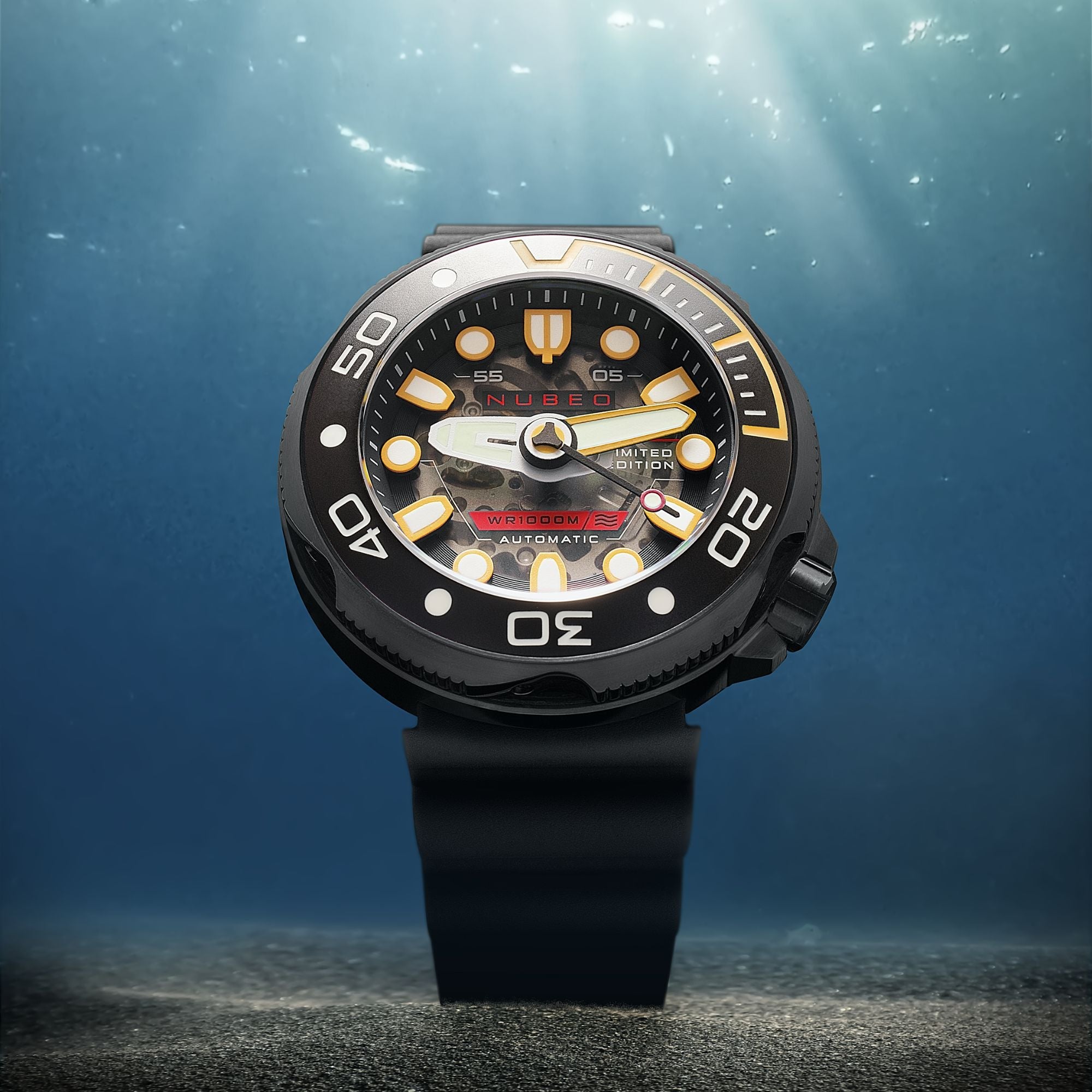 NUBEO Nubeo Ventana Skeleton Automatic Limited Edition Wet Suit Black Men's Watch NB-6113-05