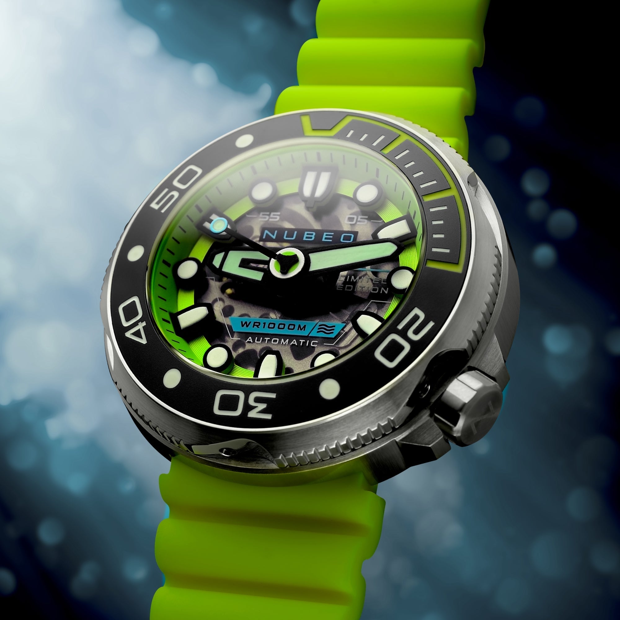 NUBEO Nubeo Ventana Skeleton Automatic Limited Edition Lime Green Men's Watch NB-6113-06