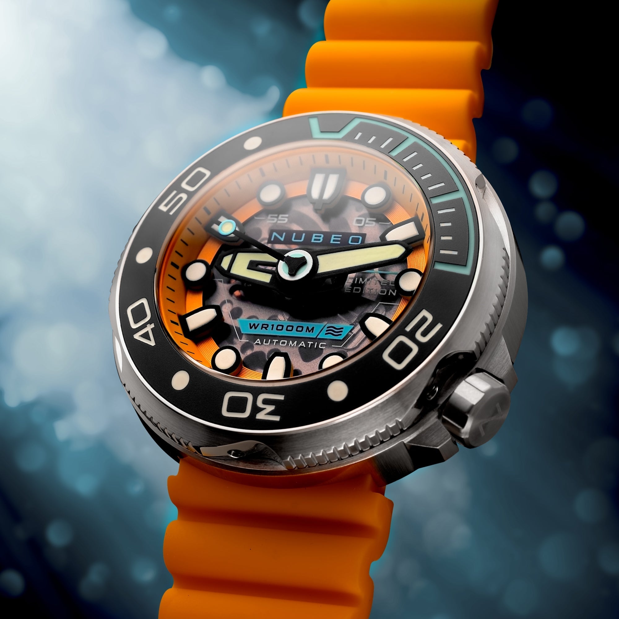 NUBEO Nubeo Ventana Skeleton Automatic Limited Edition Bright Orange Men's Watch NB-6113-07