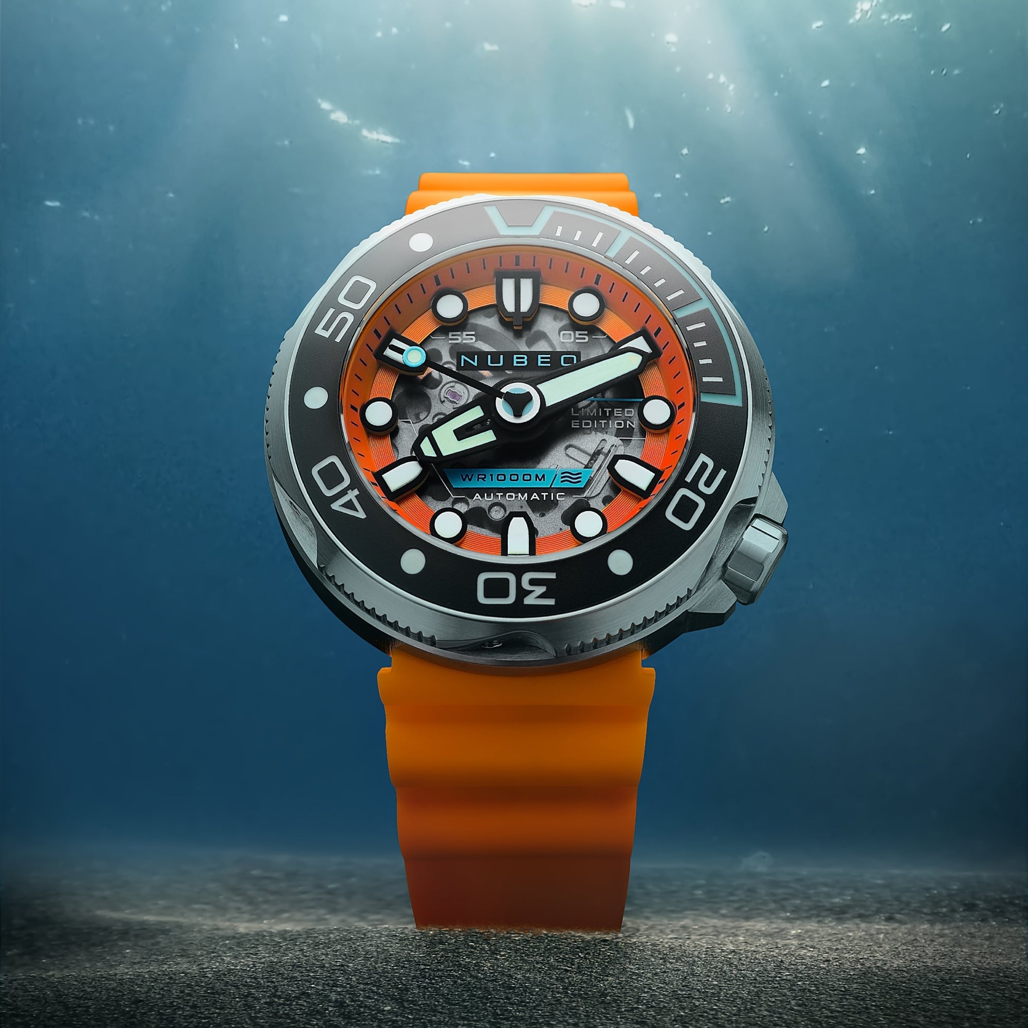 NUBEO Nubeo Ventana Skeleton Automatic Limited Edition Bright Orange Men's Watch NB-6113-07