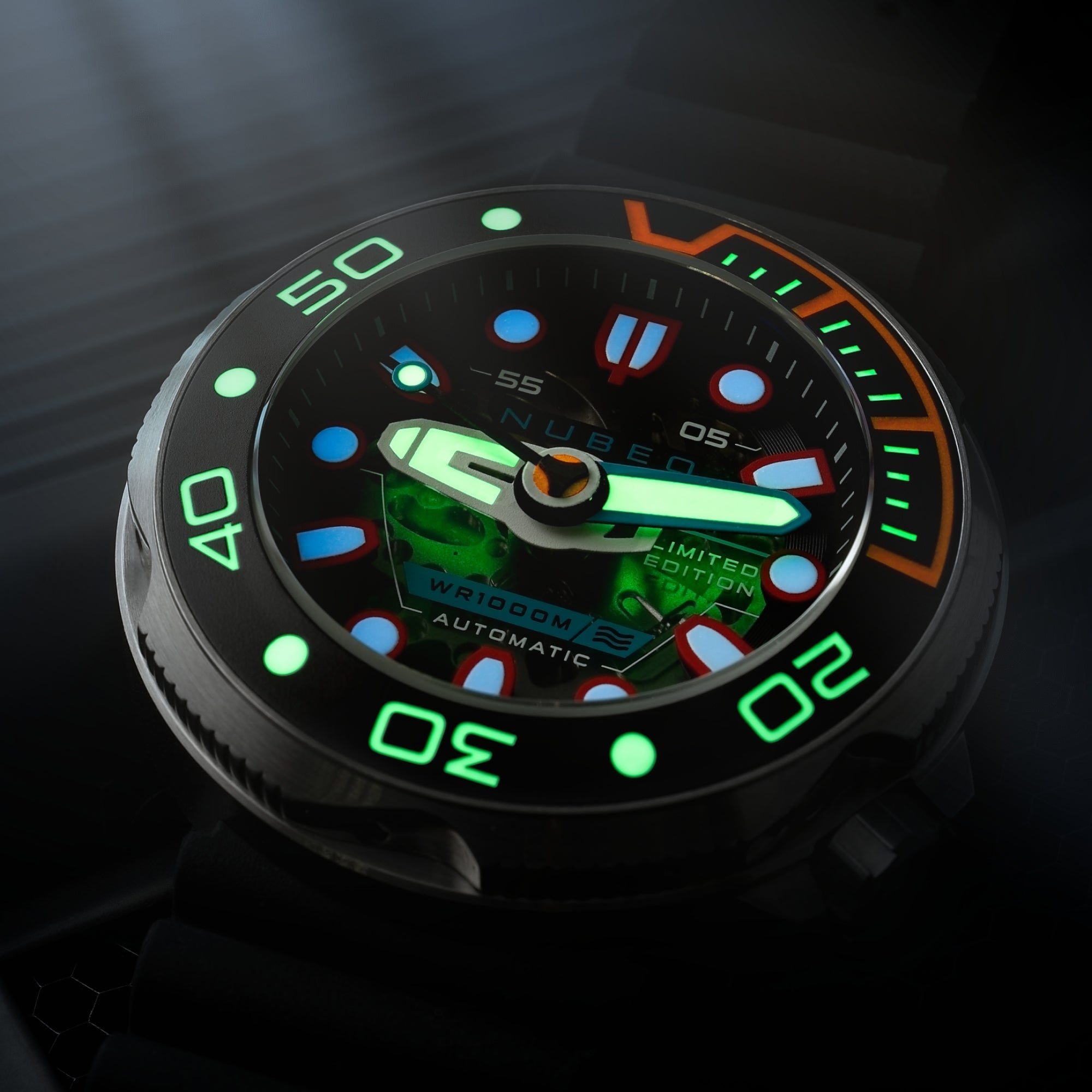 NUBEO Nubeo Ventana Skeleton Automatic Limited Edition Alien Black Men's Watch NB-6113-08