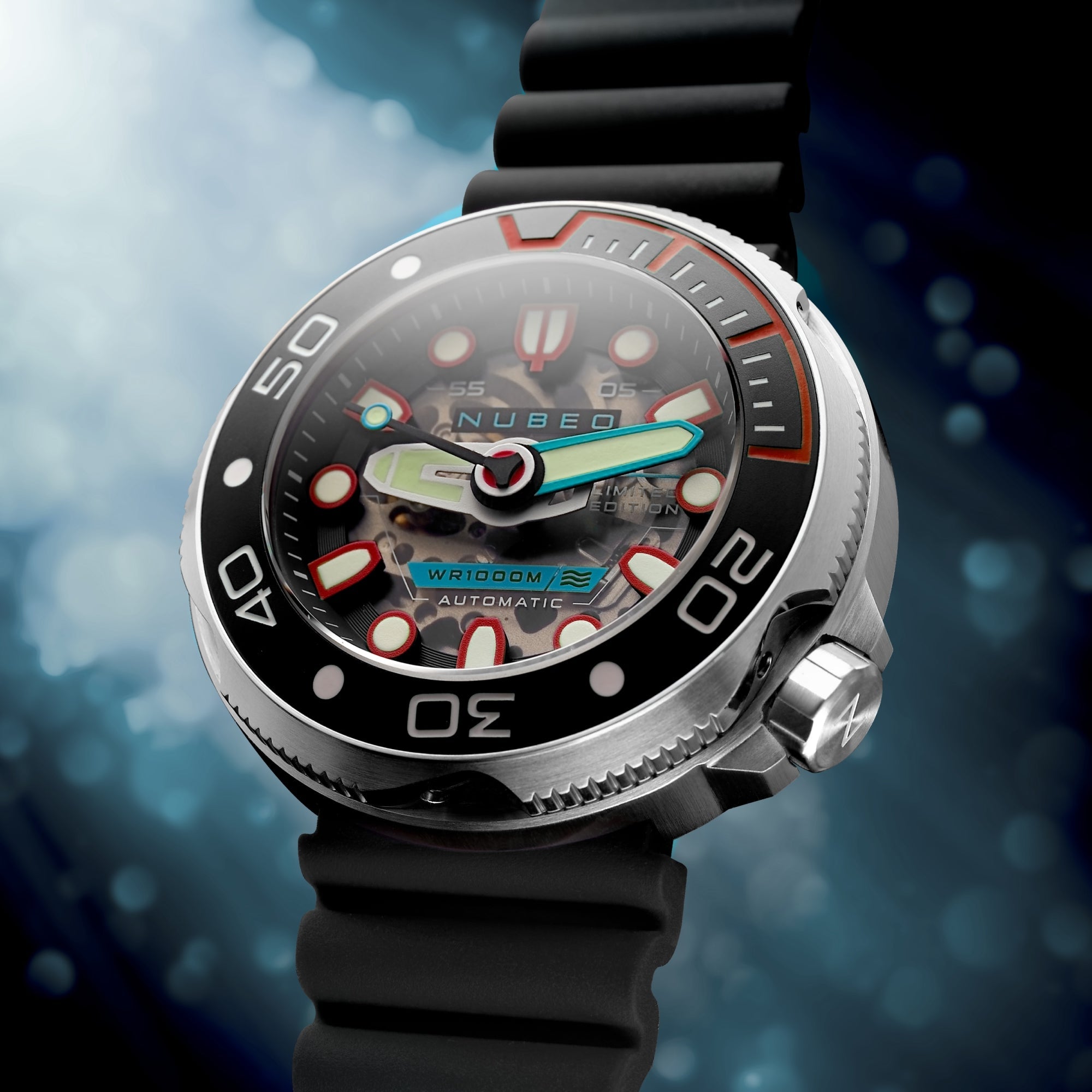 NUBEO Nubeo Ventana Skeleton Automatic Limited Edition Alien Black Men's Watch NB-6113-08