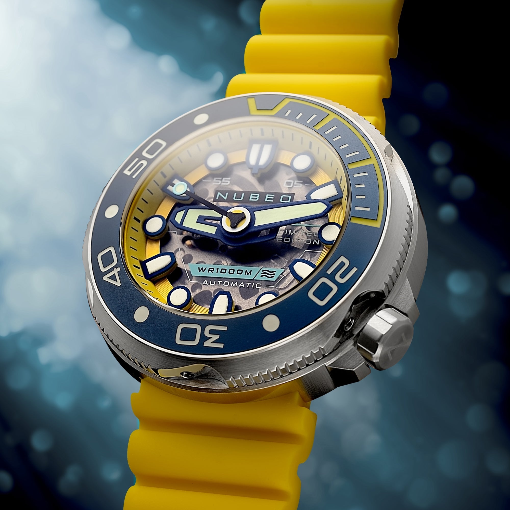 NUBEO Nubeo Ventana Skeleton Automatic Limited Edition Electric Yellow Men's Watch NB-6113-0A
