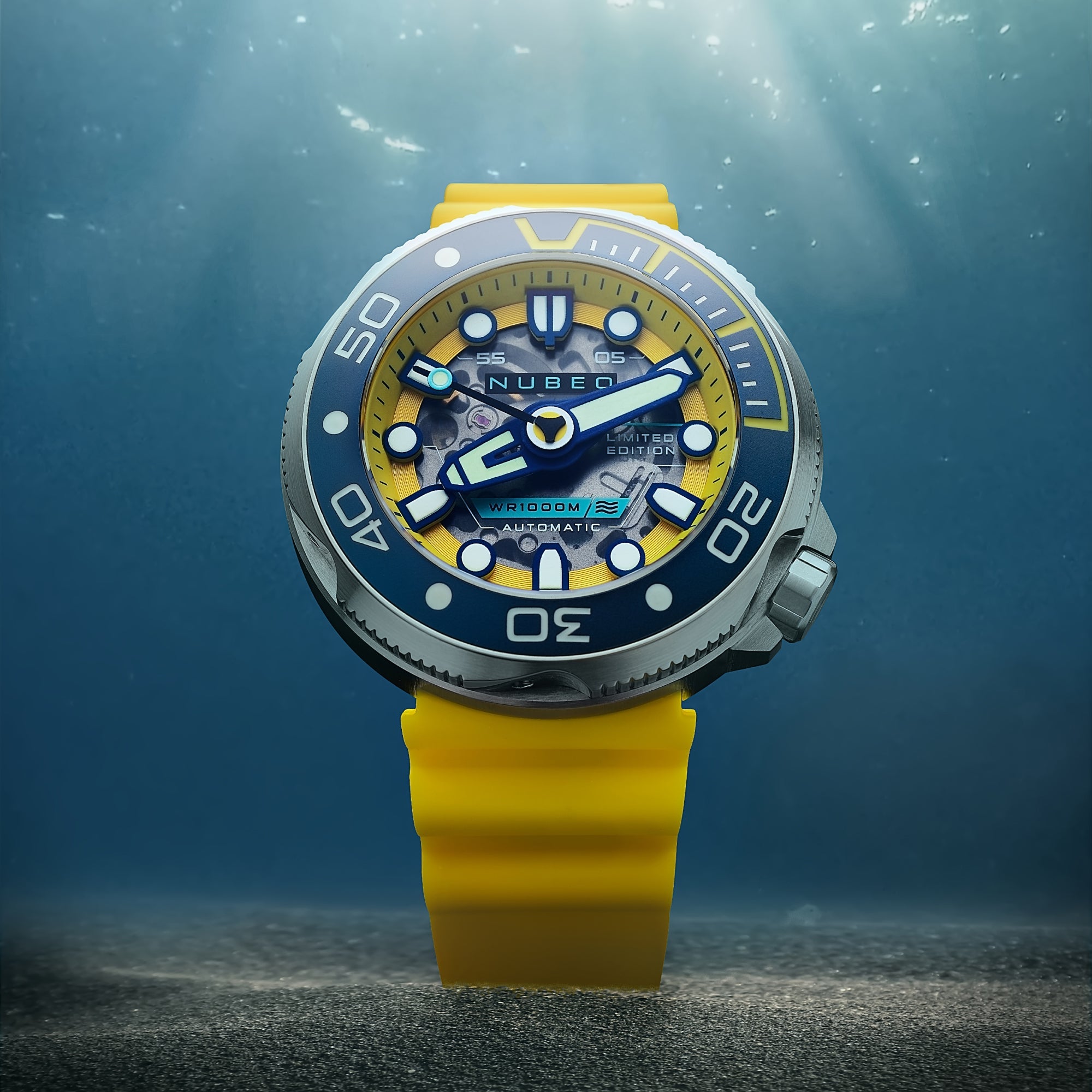 NUBEO Nubeo Ventana Skeleton Automatic Limited Edition Electric Yellow Men's Watch NB-6113-0A