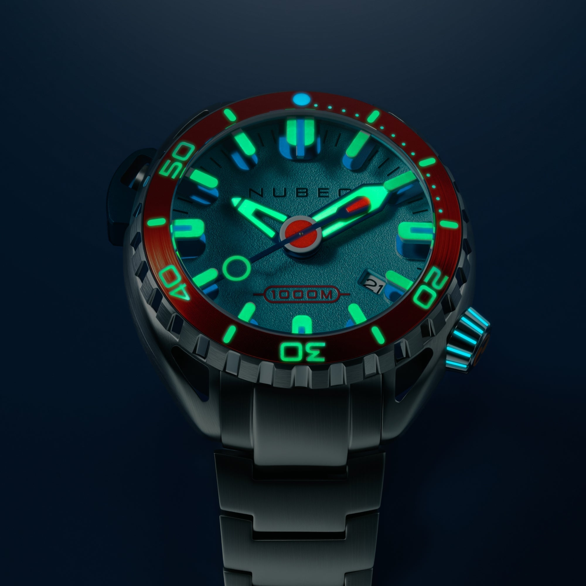 NUBEO Nubeo Aluminaut Automatic Limited Edition Neon Blue Men's Watch NB-6115-44