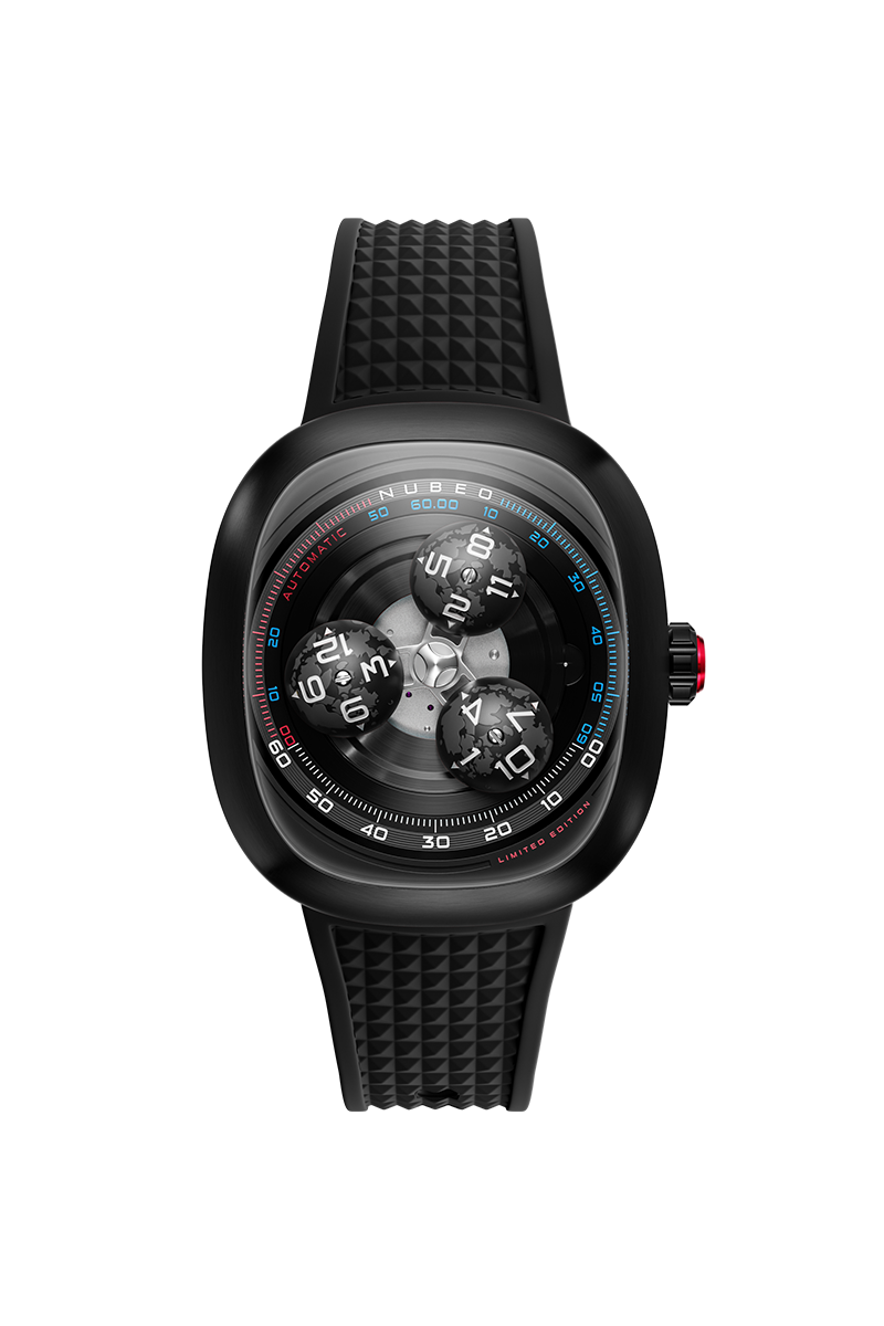 Nubeo Tri-Star Orbit Automatic Limited Edition Lunar Black Men's Watch NB-6116-01
