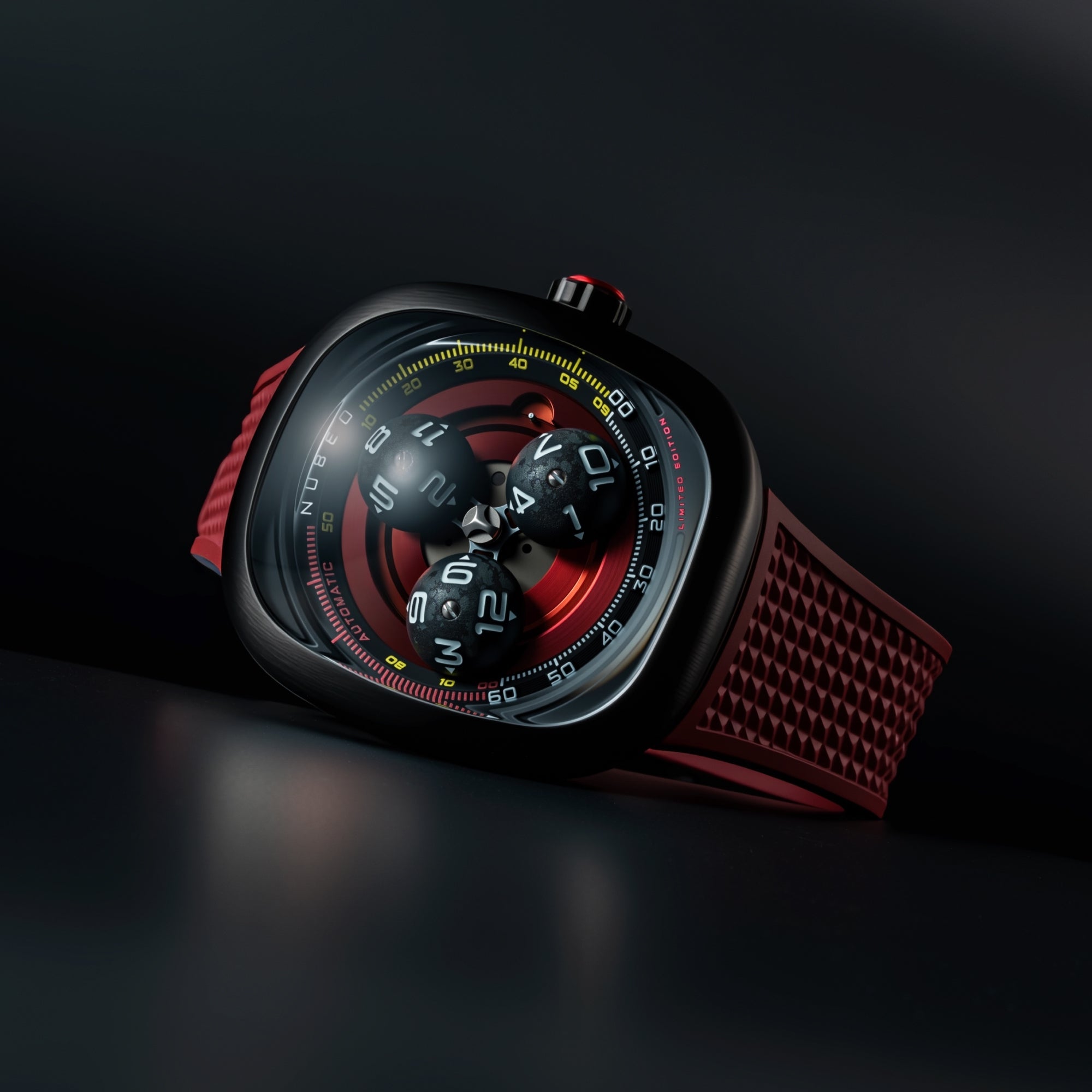 Nubeo Tri-Star Orbit Automatic Limited Edition Rocket Red Men's Watch NB-6116-02